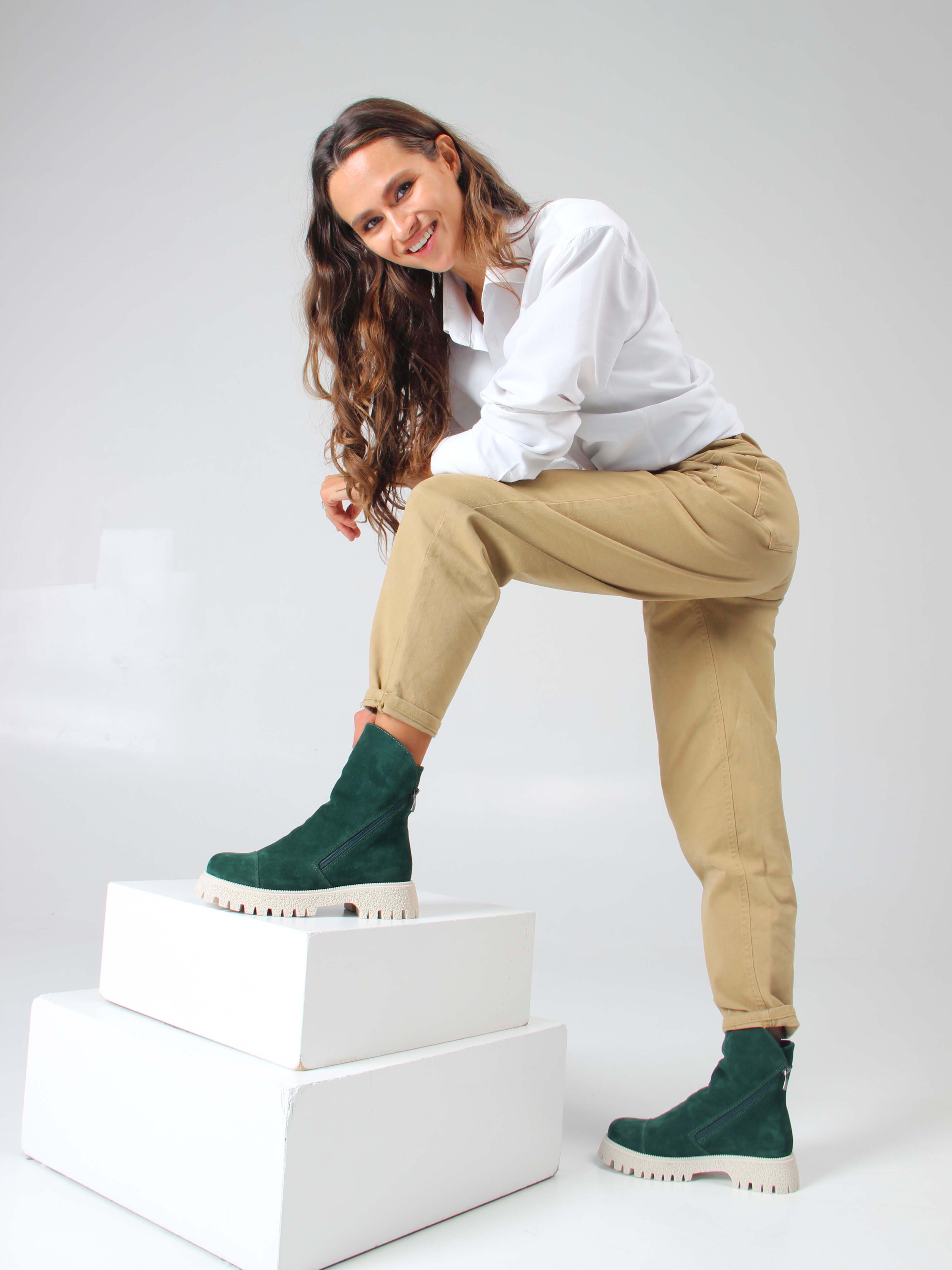 картинка Ботинки ED'ART 233.1541'be. Зеленый замша от интернет магазина