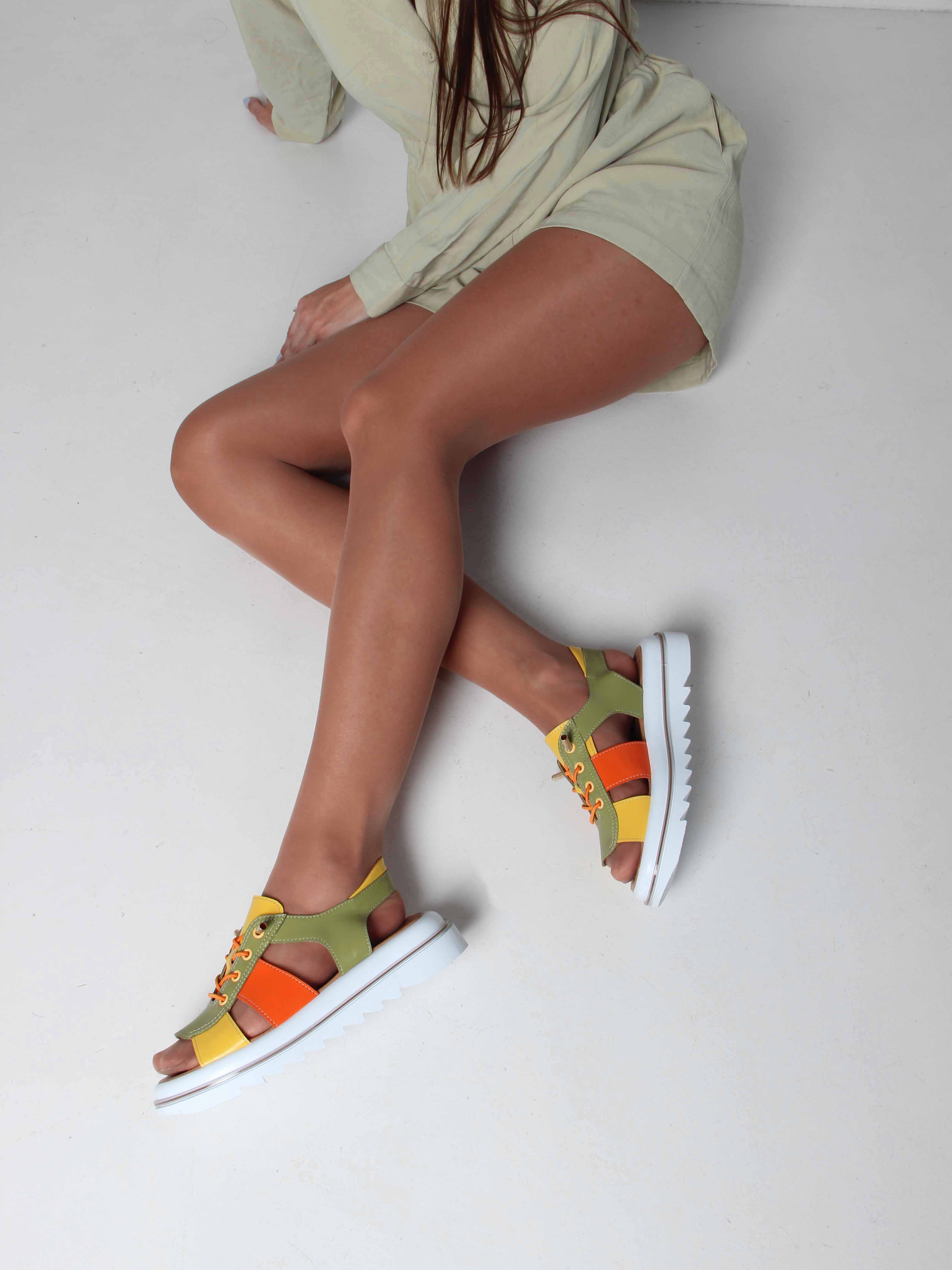 картинка Босоножки ED'ART 2029.2525'w. Авокадо желтый оранжевый от интернет магазина