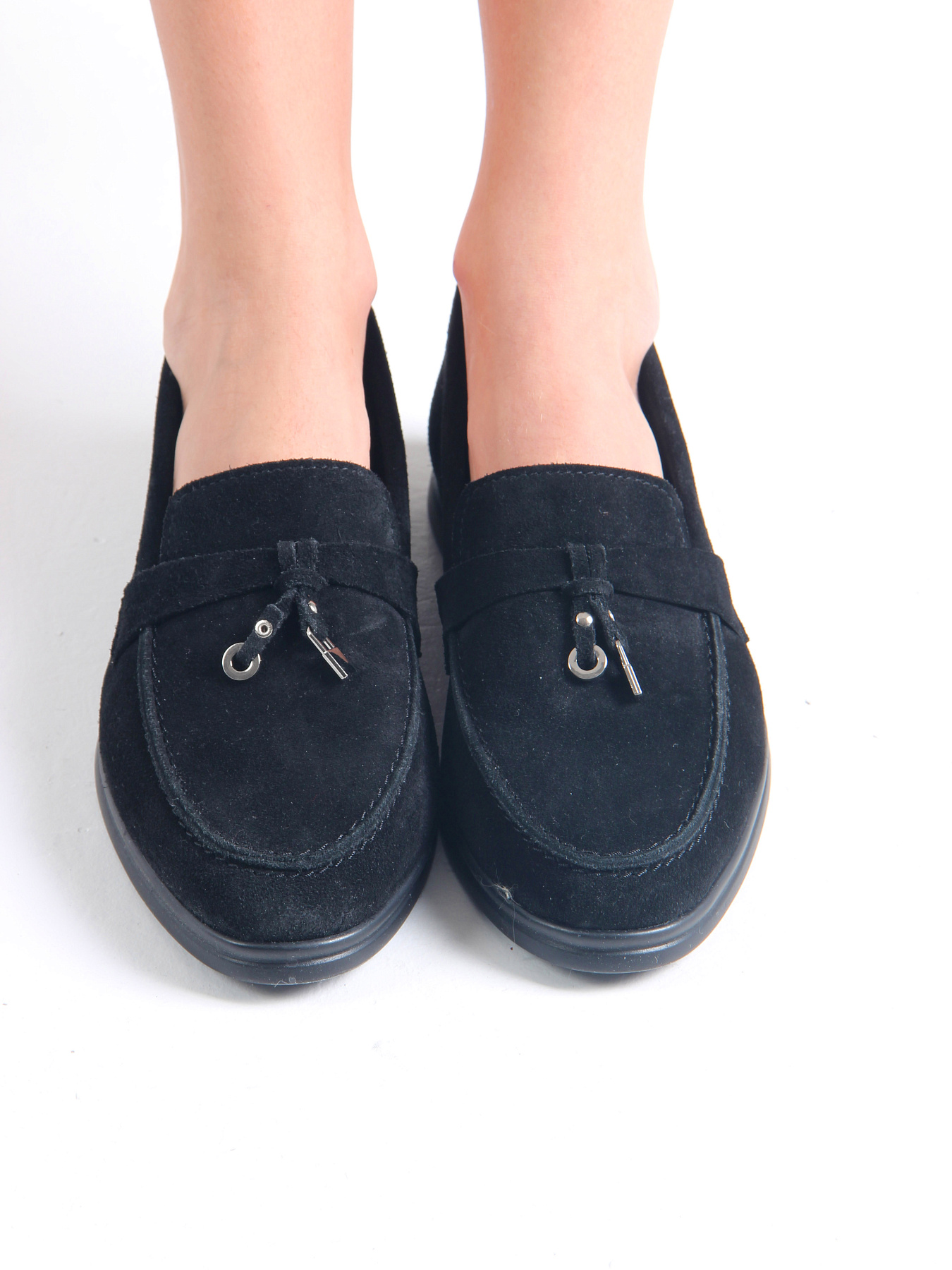 картинка Лоферы ED'ART 170.2614'bl. Черный замш от интернет магазина