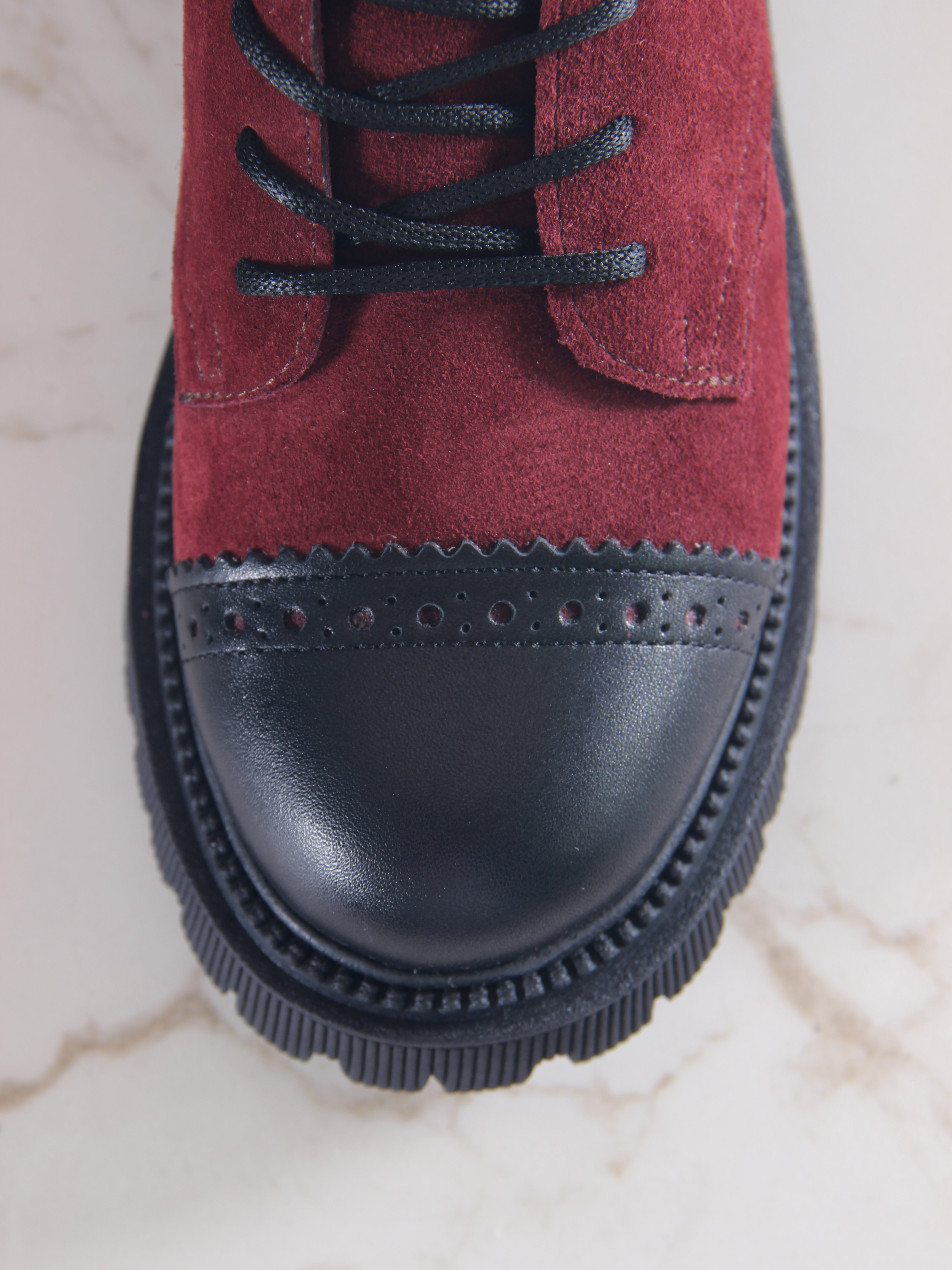 картинка Ботинки ED'ART 319.taskana'bl. Бордо замша+черный от интернет магазина