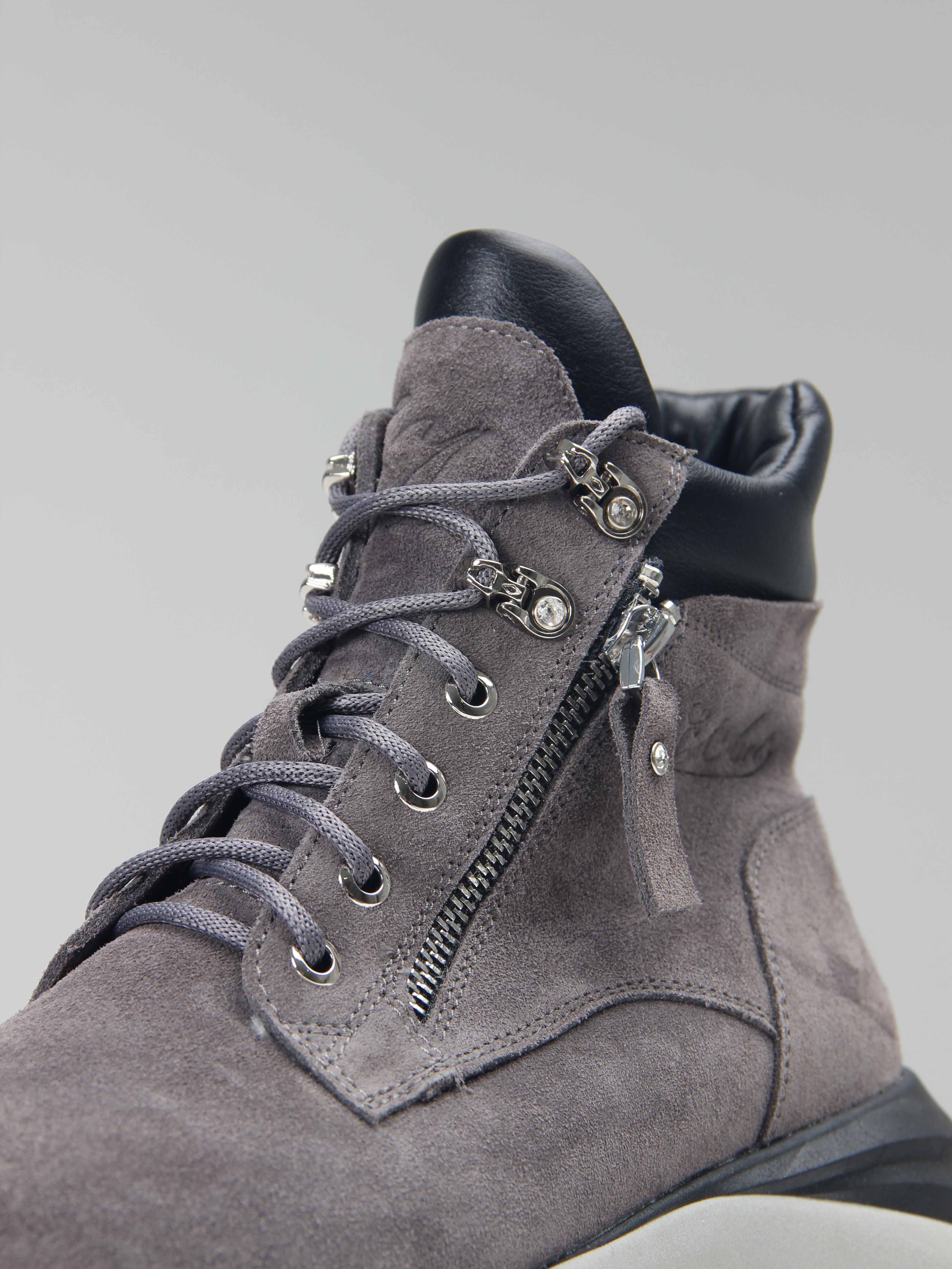 картинка Ботинки ED'ART 261.uno2'bl. серый замок замша от интернет магазина