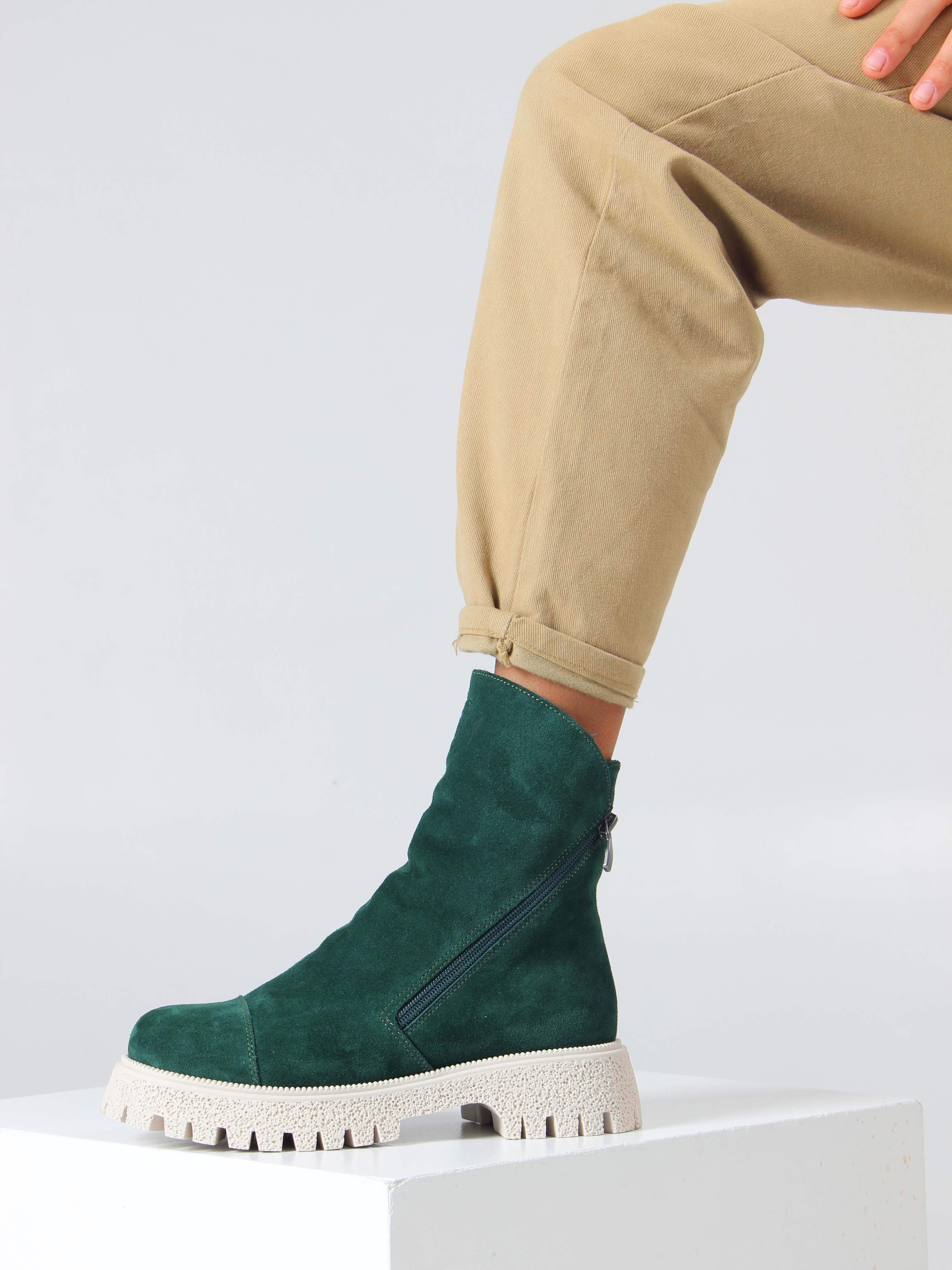 картинка Ботинки ED'ART 233.1541'be. Зеленый замша от интернет магазина