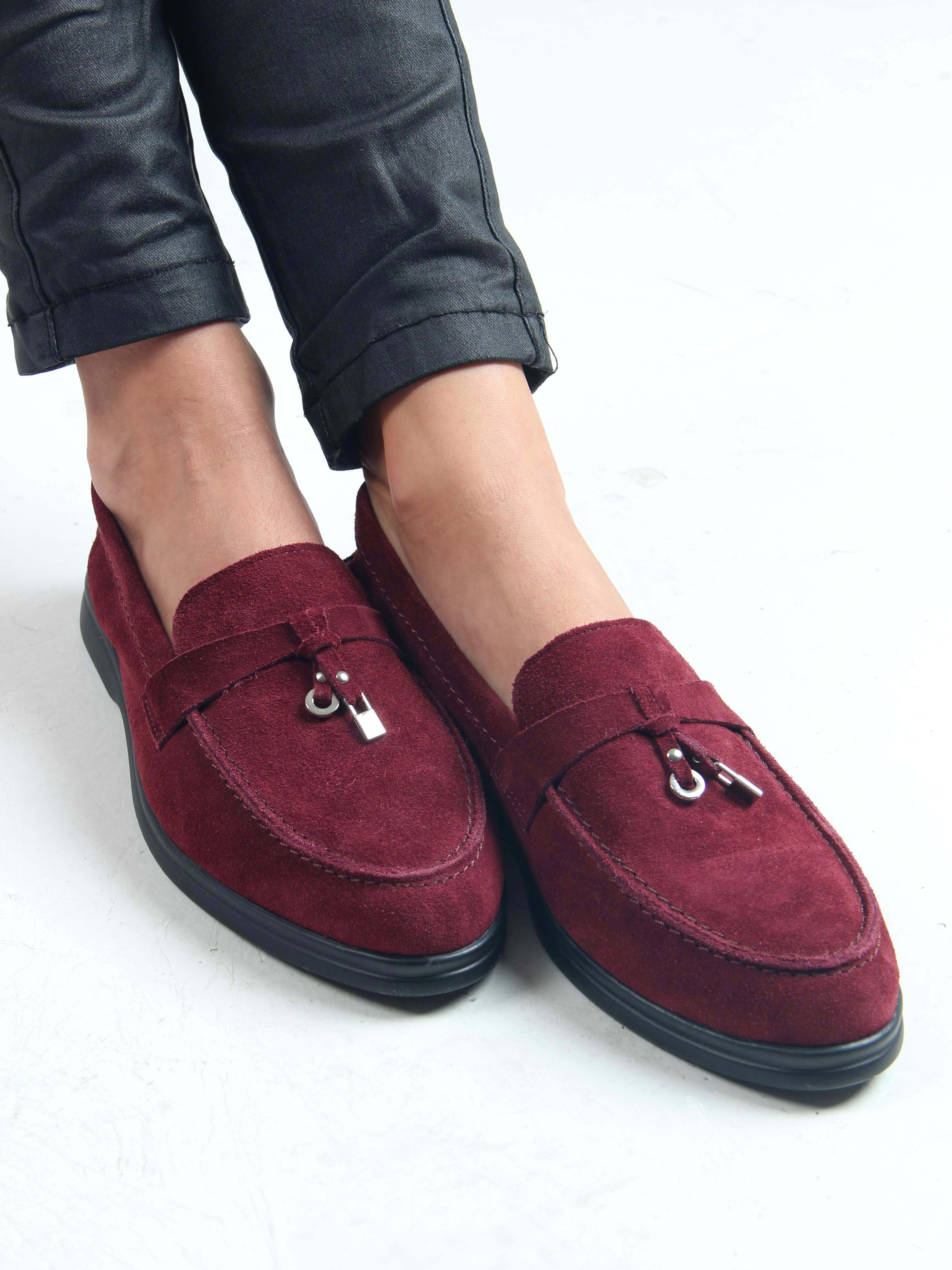 картинка Лоферы туфли ED'ART 170.2614'bl. бордо замша от интернет магазина