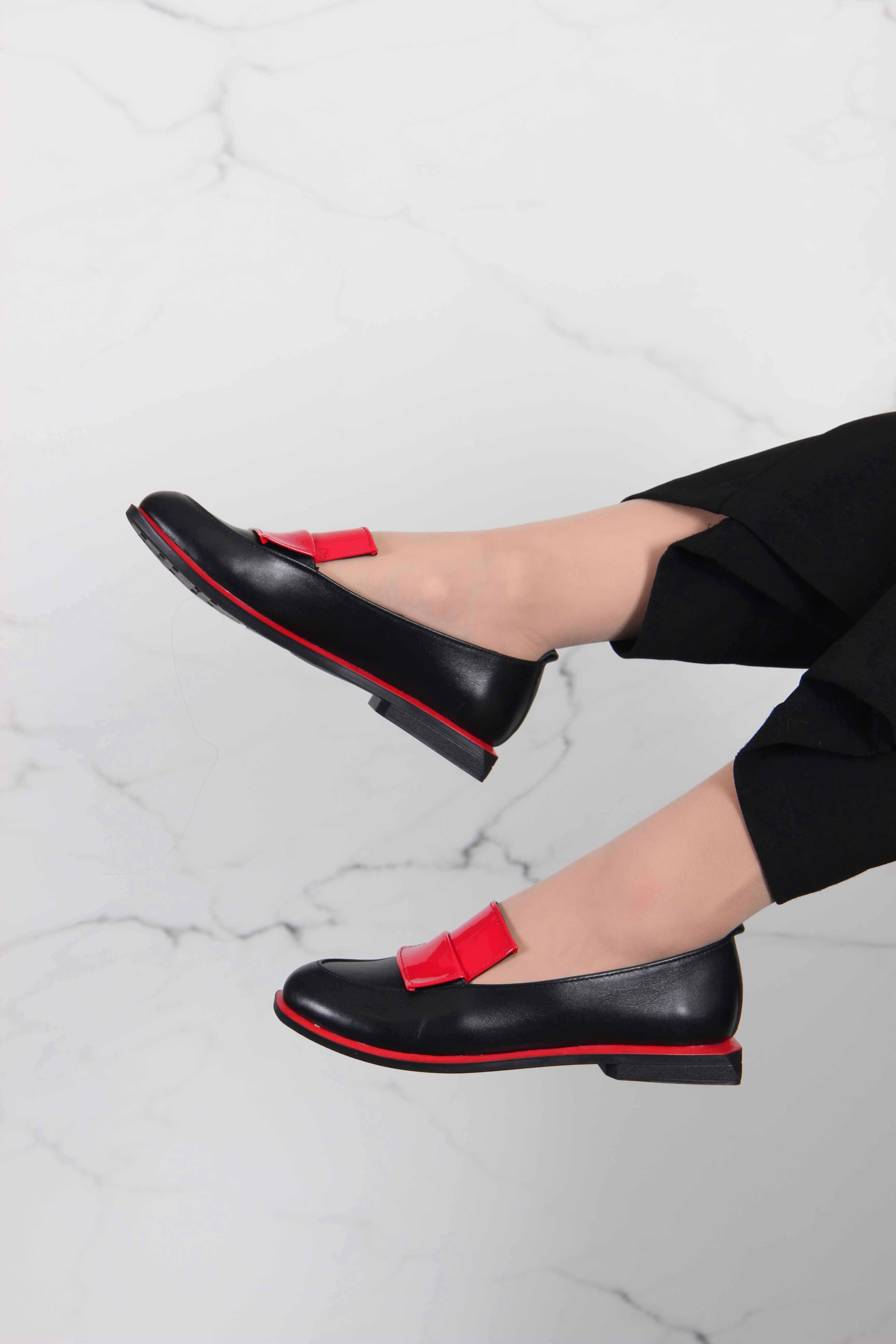 картинка Лоферы туфли ED'ART 118.Viсtoria'bl.Черный-красный от интернет магазина