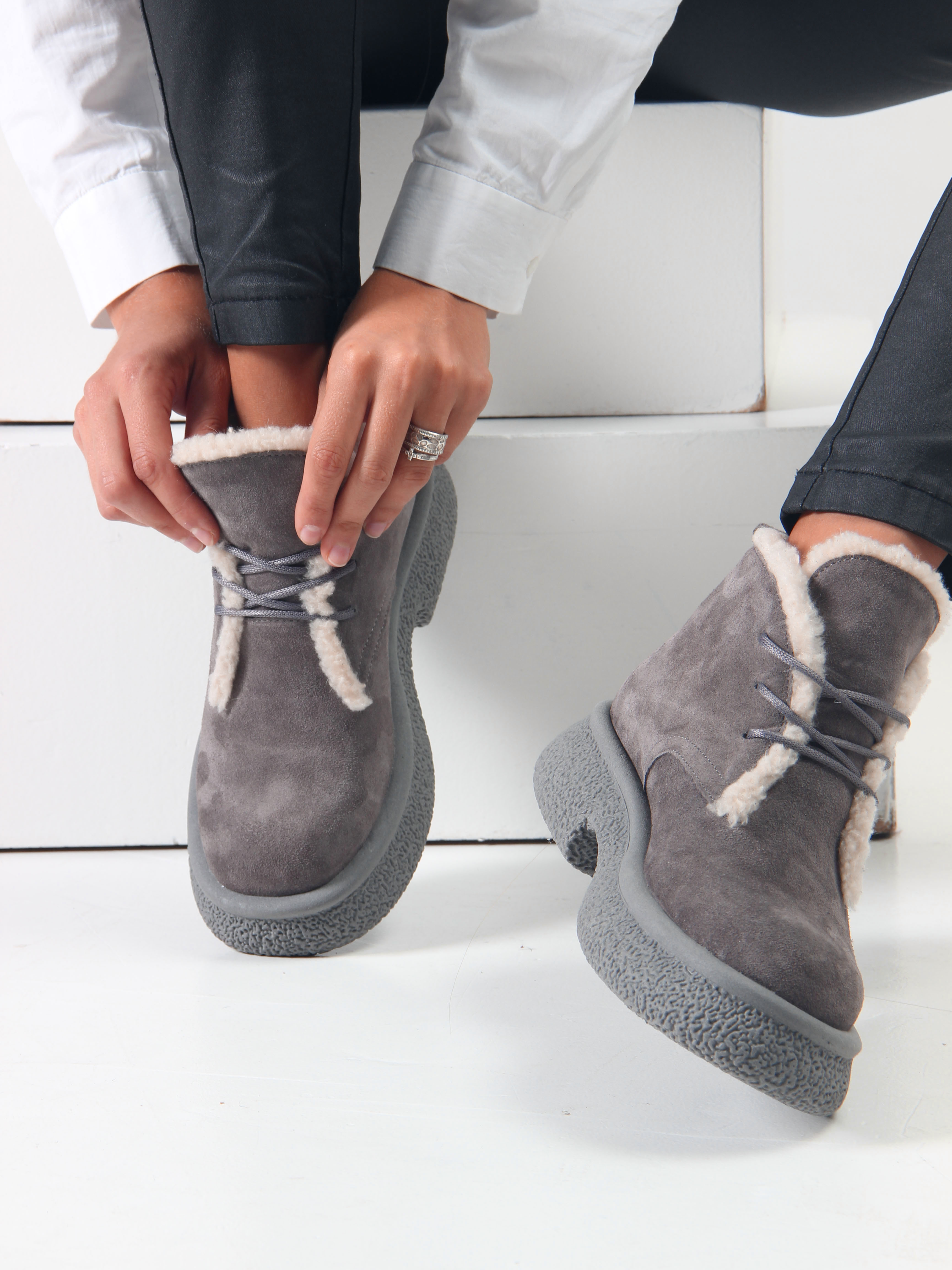 картинка Ботинки ED'ART 308.агата gr. серый замок замша от интернет магазина