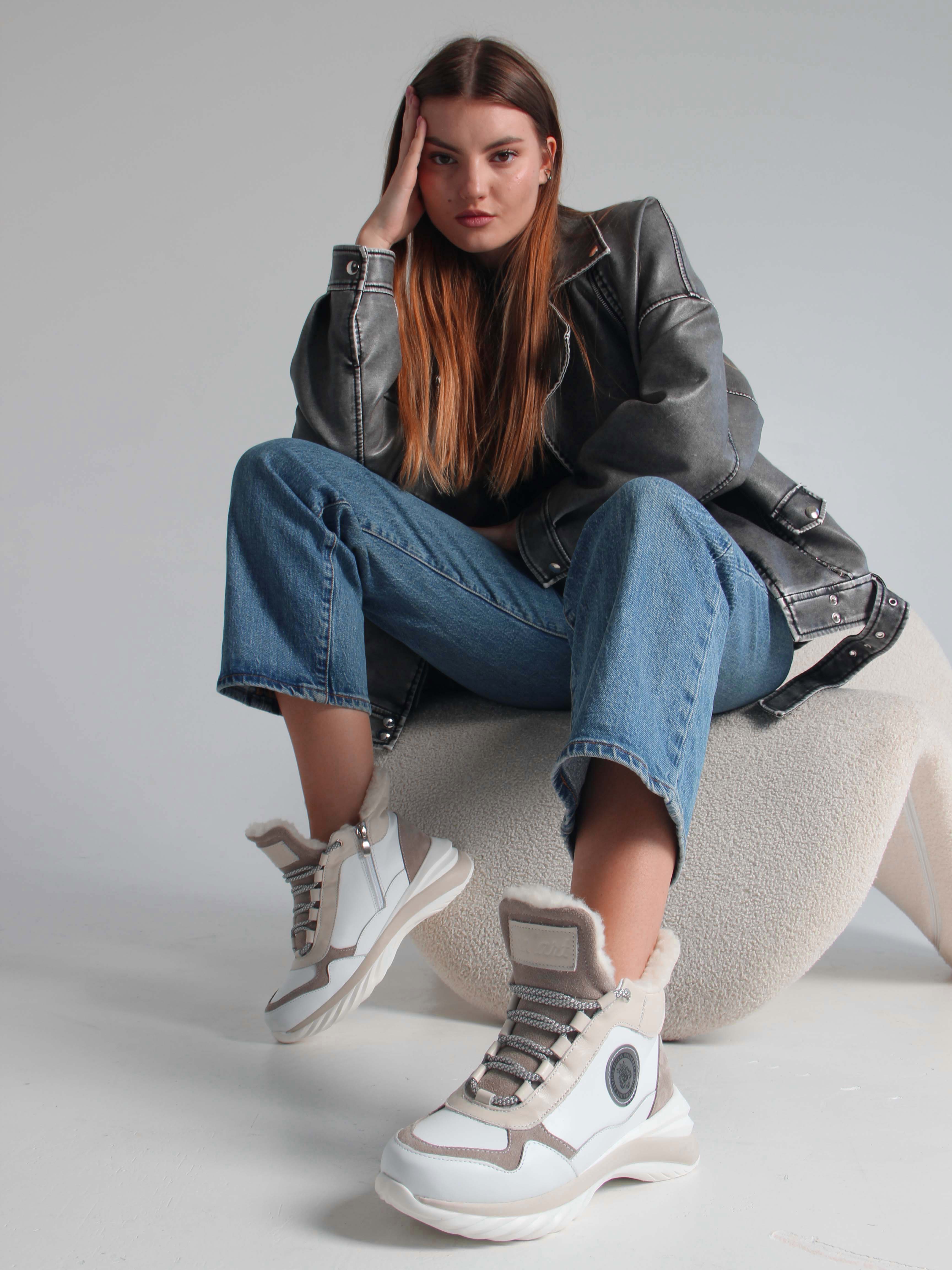 картинка Ботинки ED'ART 350.uno2'w. белый бежевый от интернет магазина