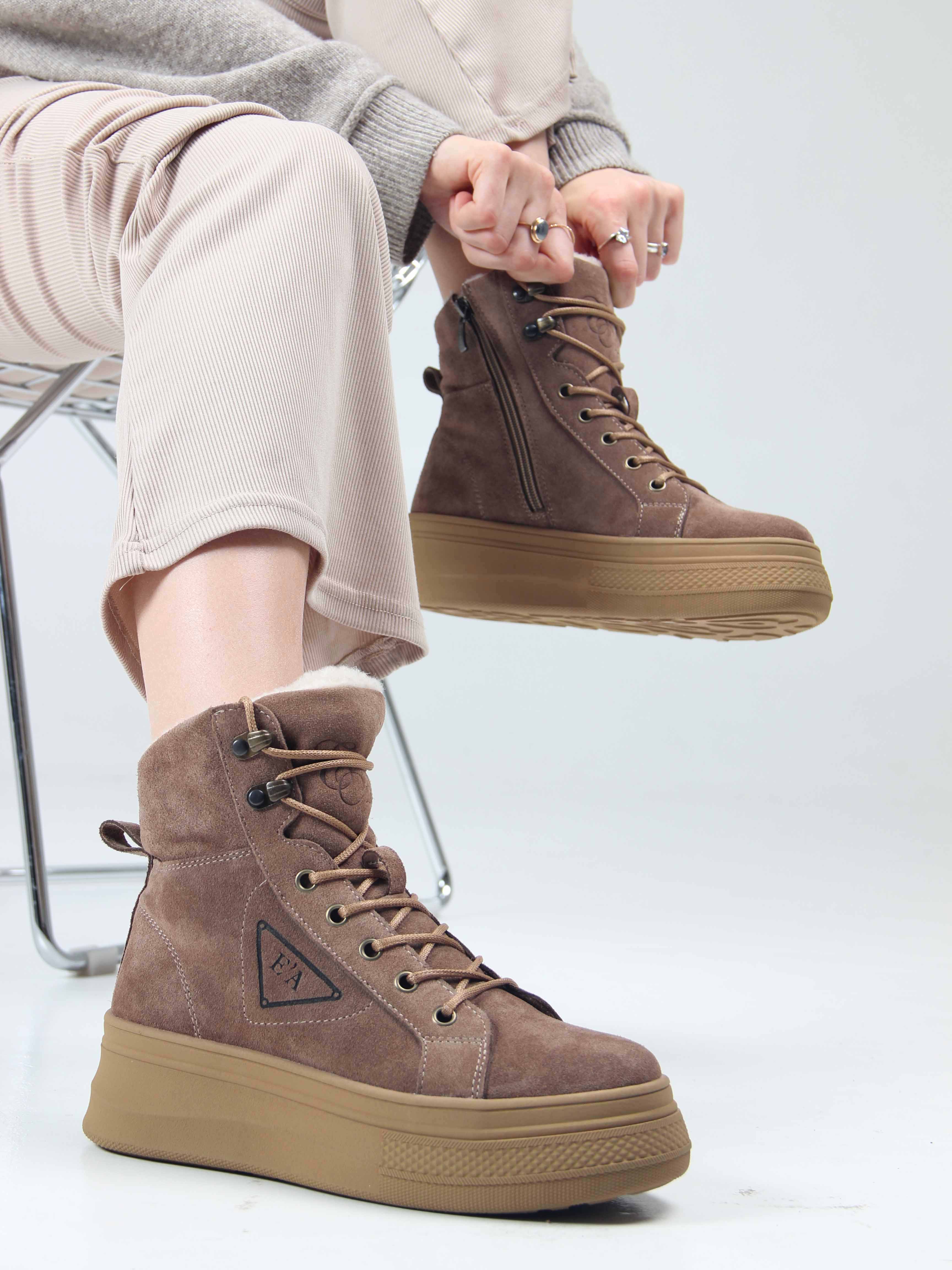 картинка Ботинки ED'ART 216.warm'br. капучино замша от интернет магазина