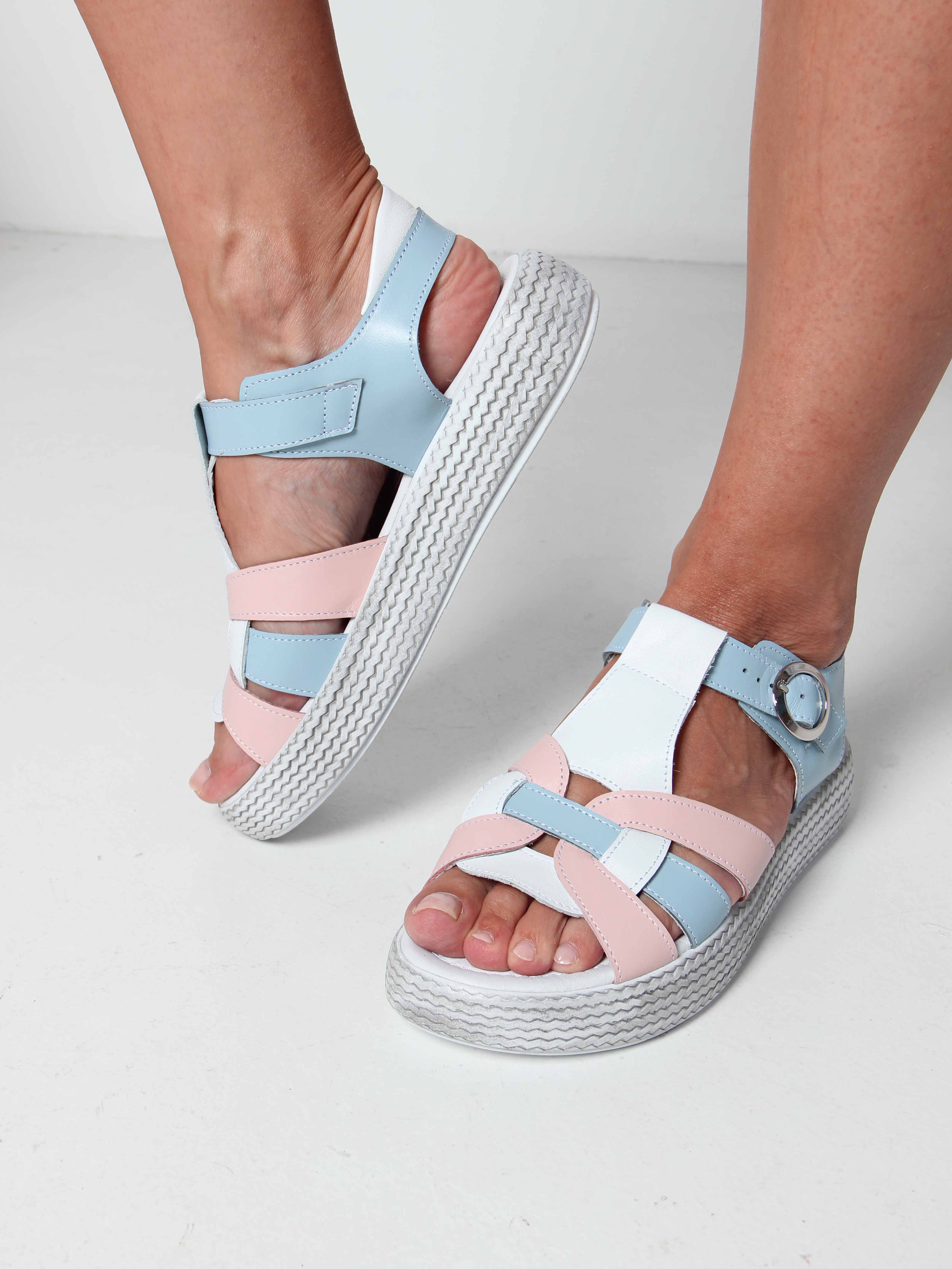 картинка Босоножки ED'ART 2028.2530'w. Белый розовый голубой от интернет магазина