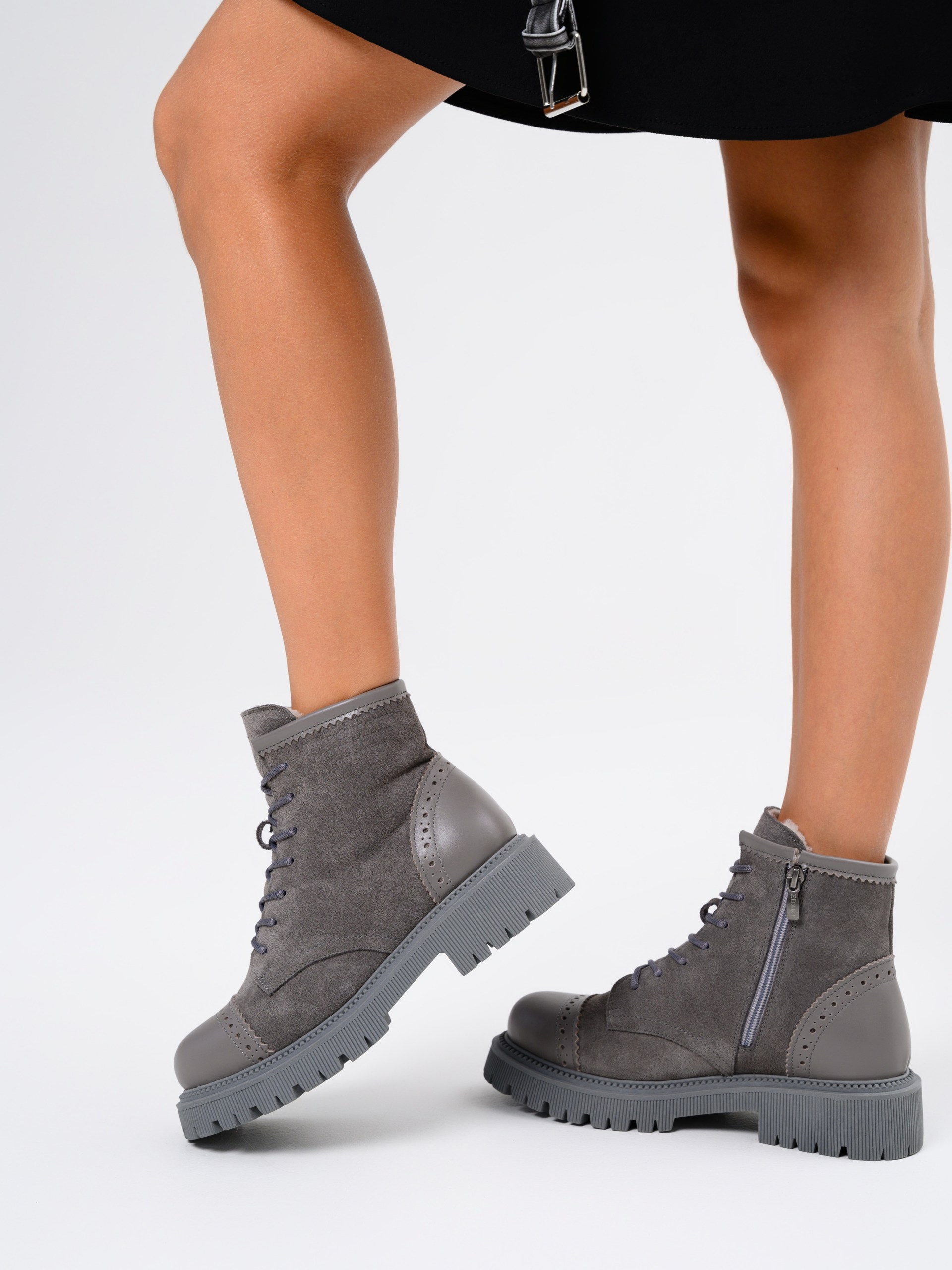 картинка Ботинки ED'ART 319.taskana'gr. Серый замок замша+игуана от интернет магазина