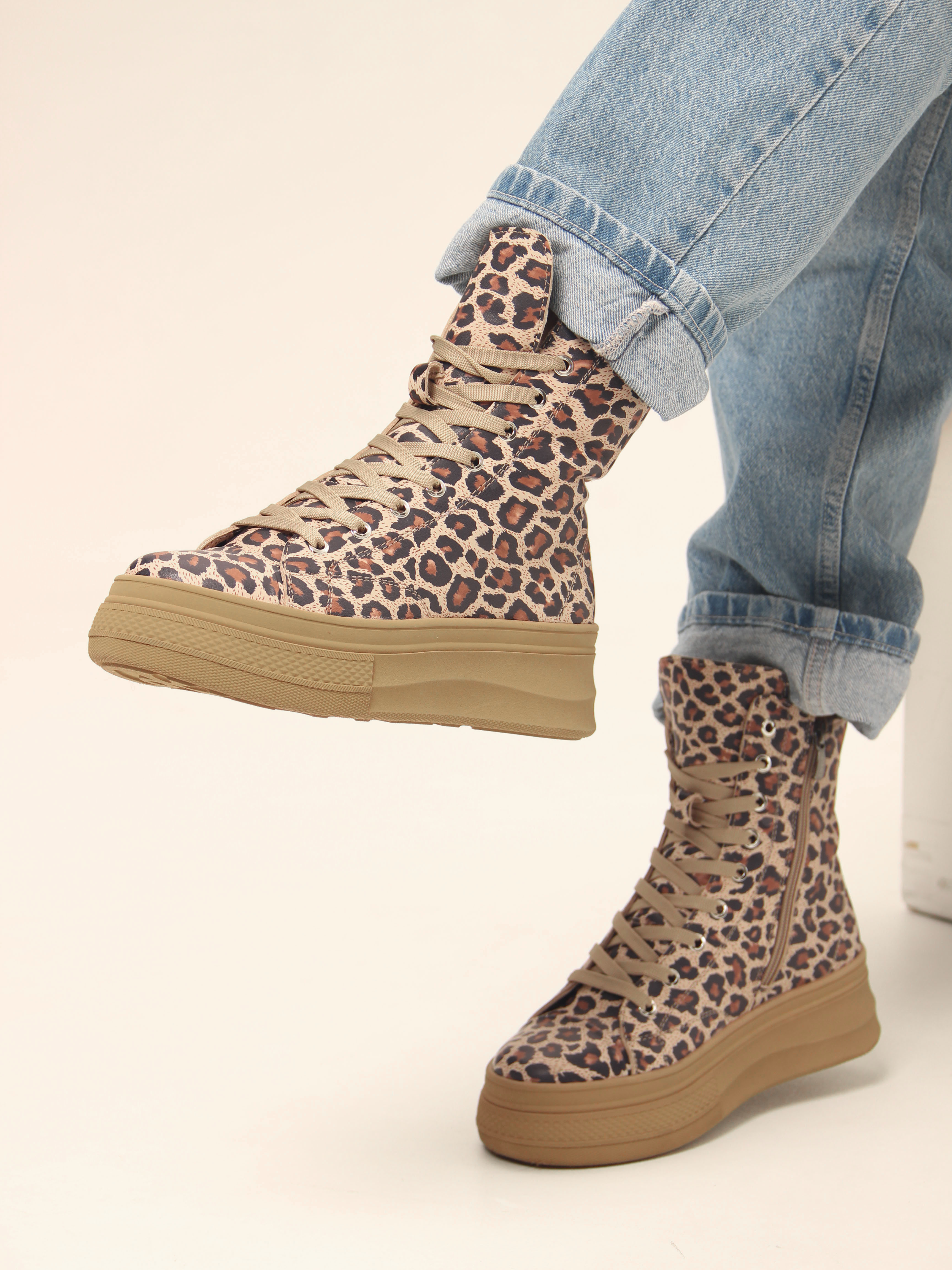картинка Ботинки ED'ART 215.warm'br. бежевый леопард от интернет магазина