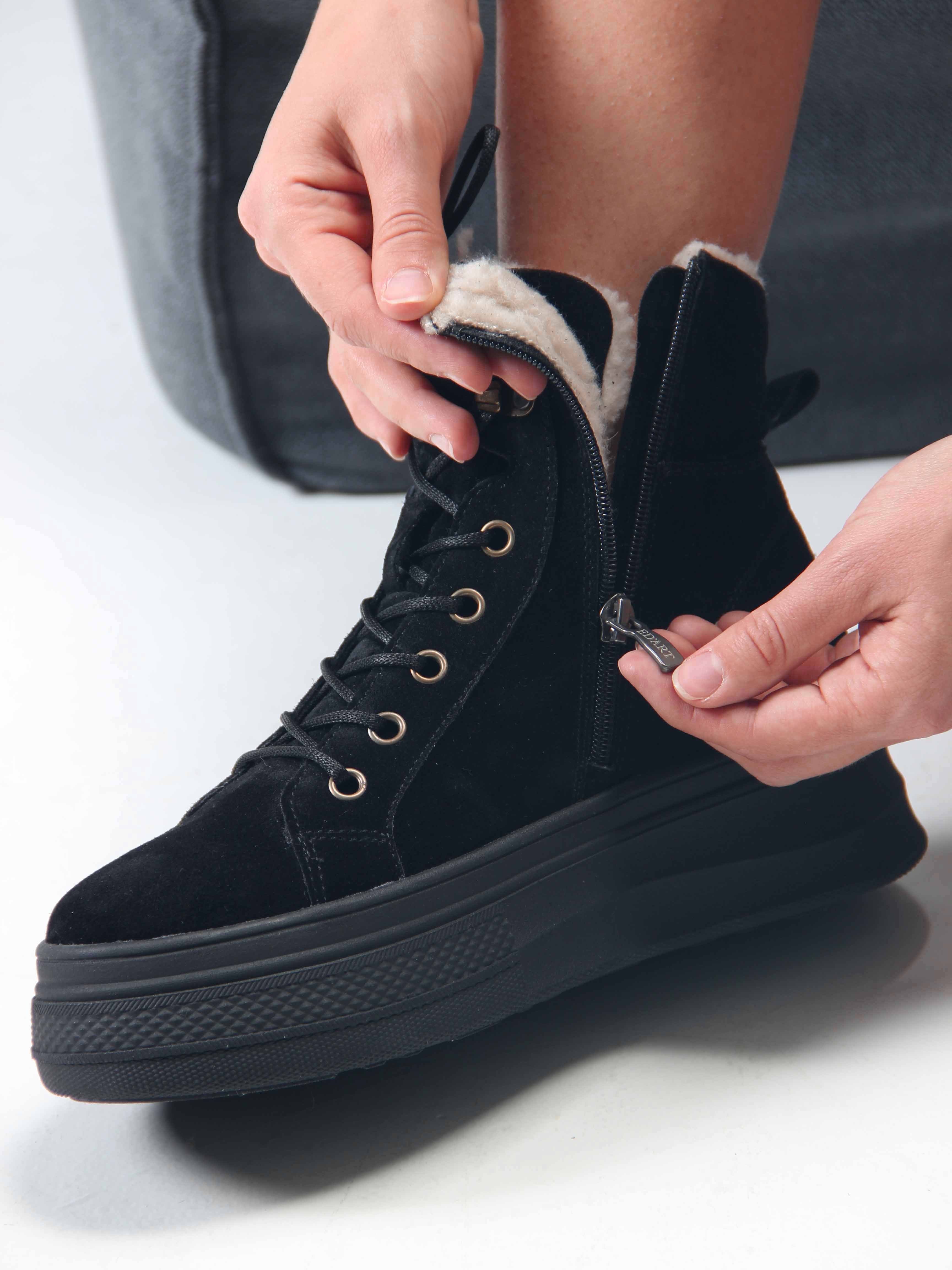 картинка Ботинки ED'ART 219.warm'bl. черный замша от интернет магазина