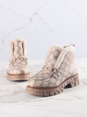 Ботинки кожаные бежевые