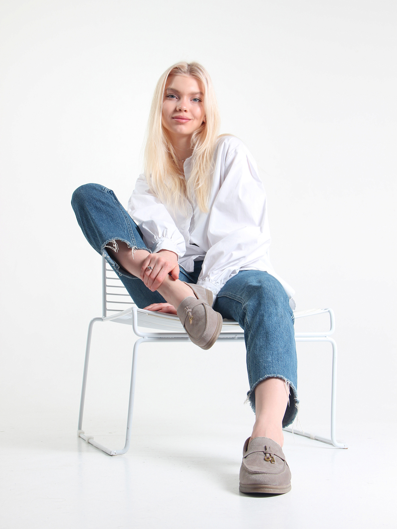 картинка Лоферы туфли ED'ART 170.2614'be. ваниль замша от интернет магазина