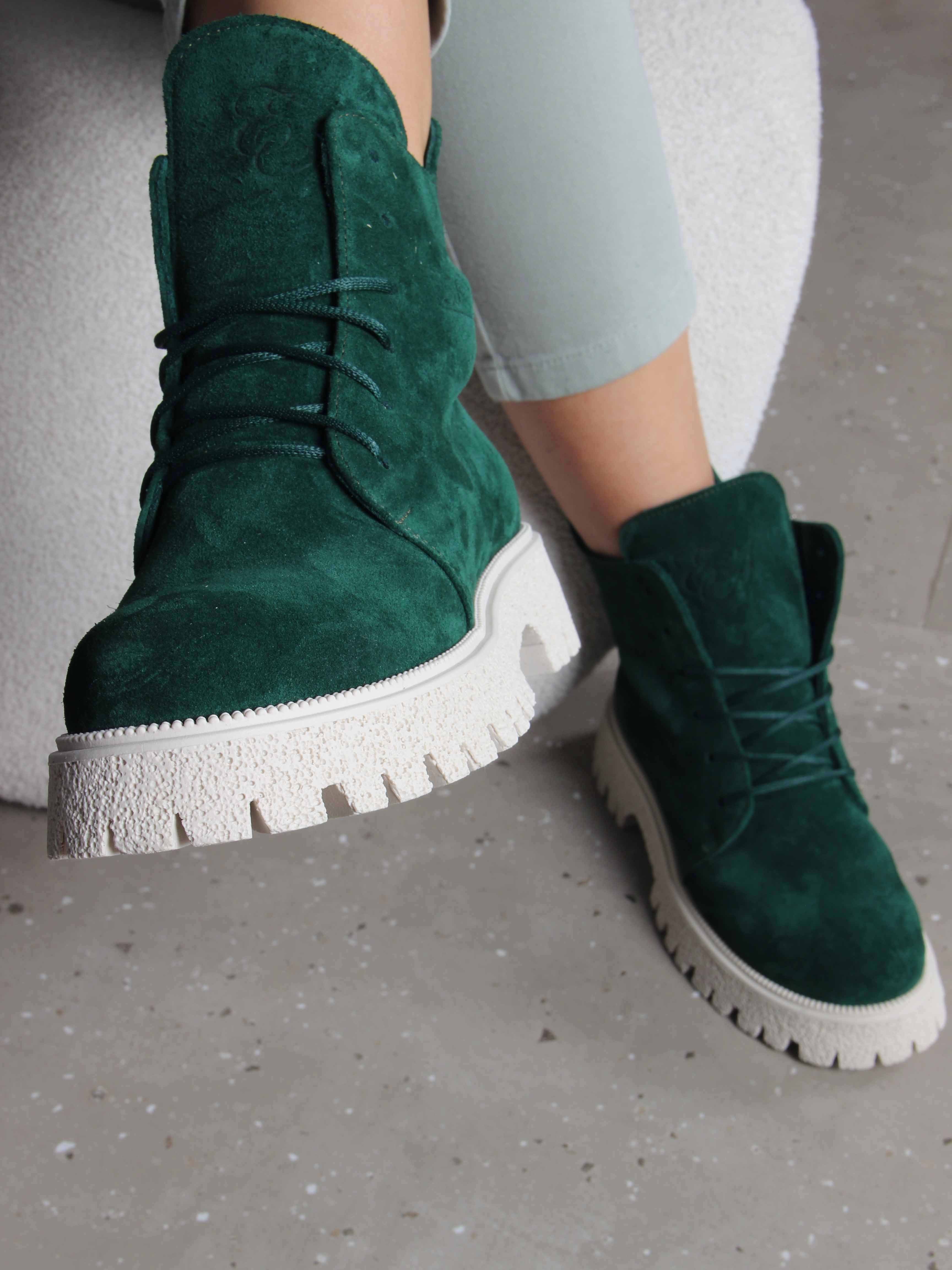 картинка Ботинки ED'ART 228.V.1541'be. Зеленый замша от интернет магазина