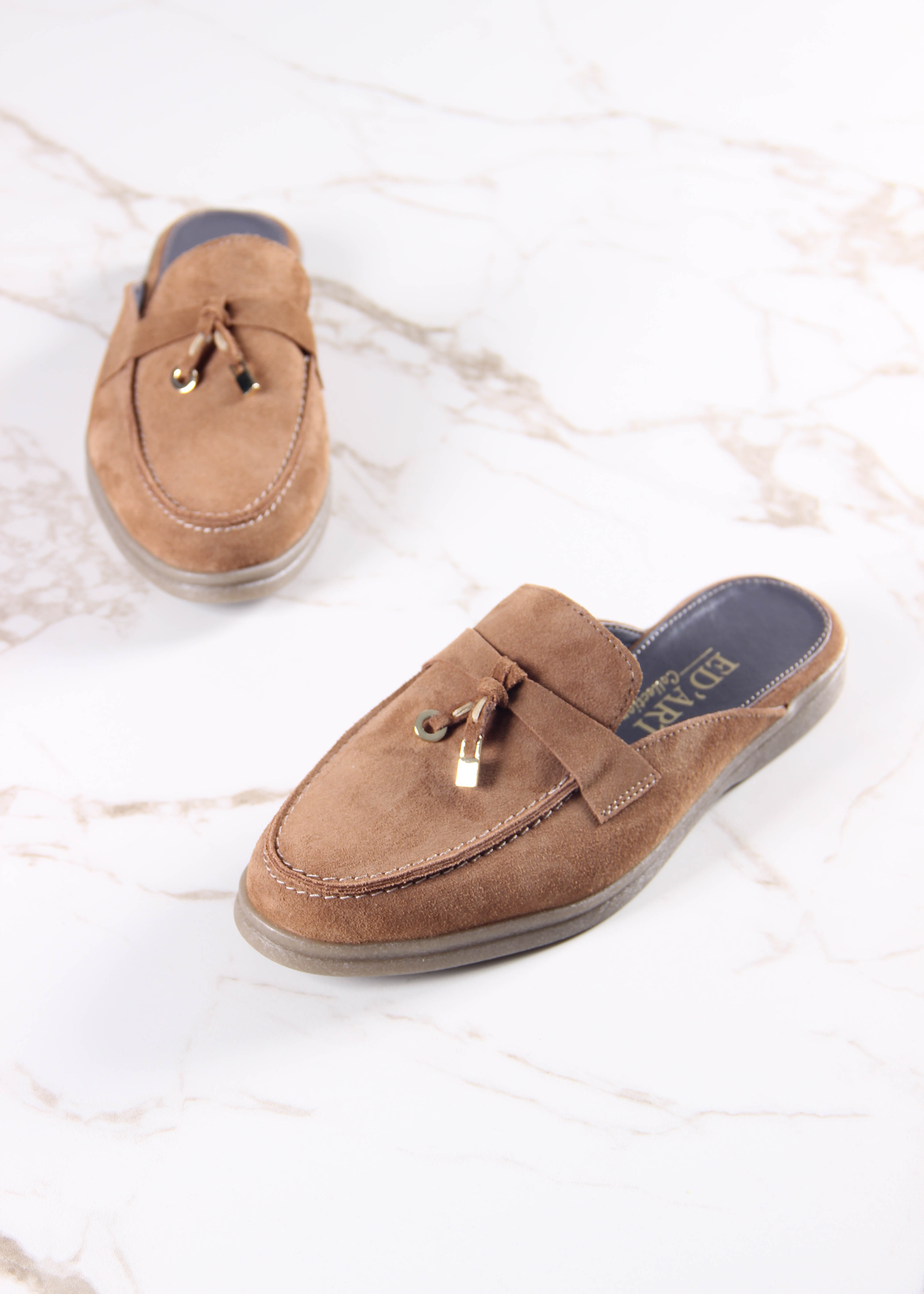 картинка Мюли ED'ART 1070.2614'be. светло коричневая замша от интернет магазина