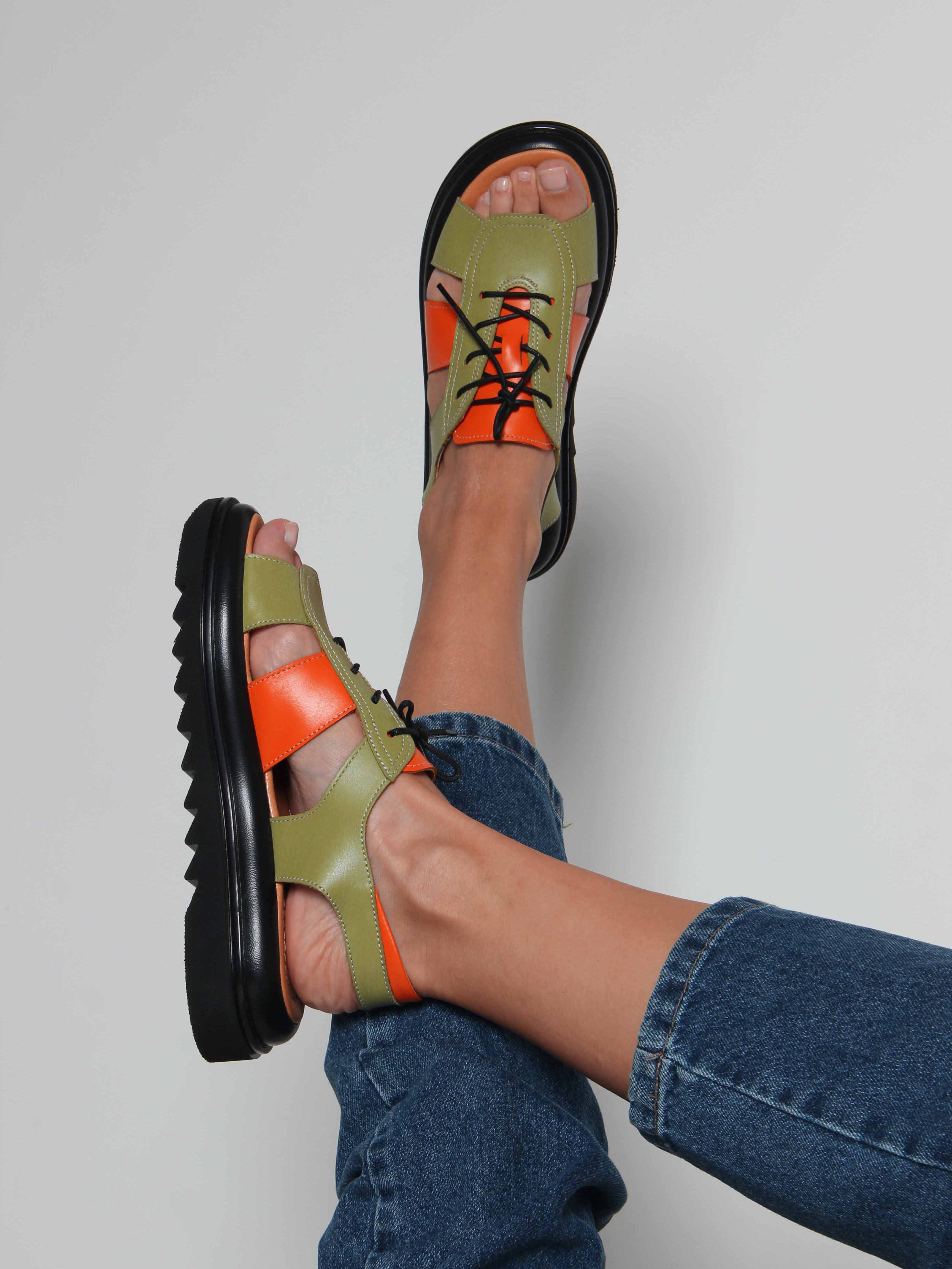 картинка Босоножки ED'ART 2029.2525'bl. Авокадо оранжевый от интернет магазина