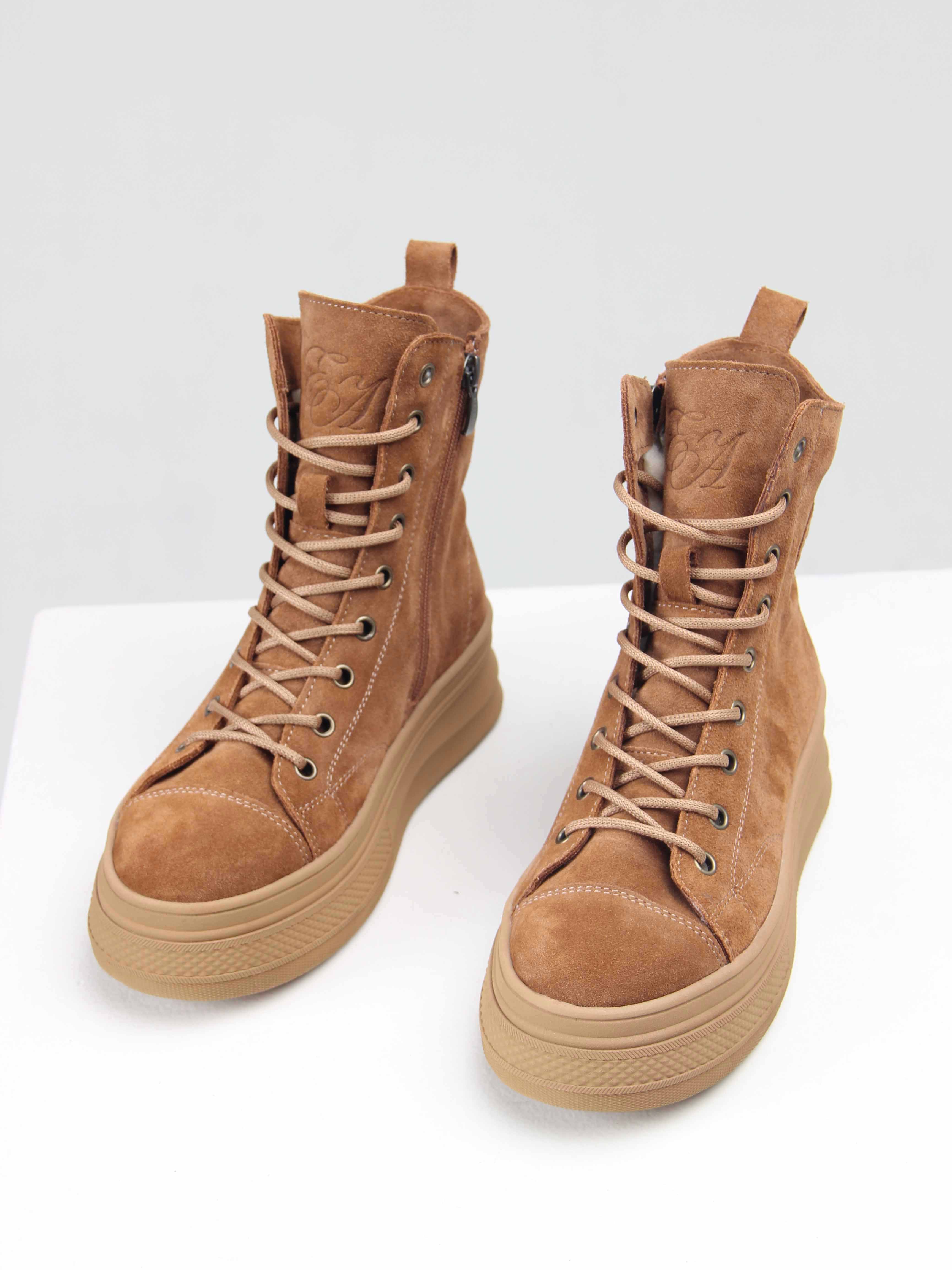 картинка Ботинки ED'ART 215.warm'br. светло коричневые замша от интернет магазина