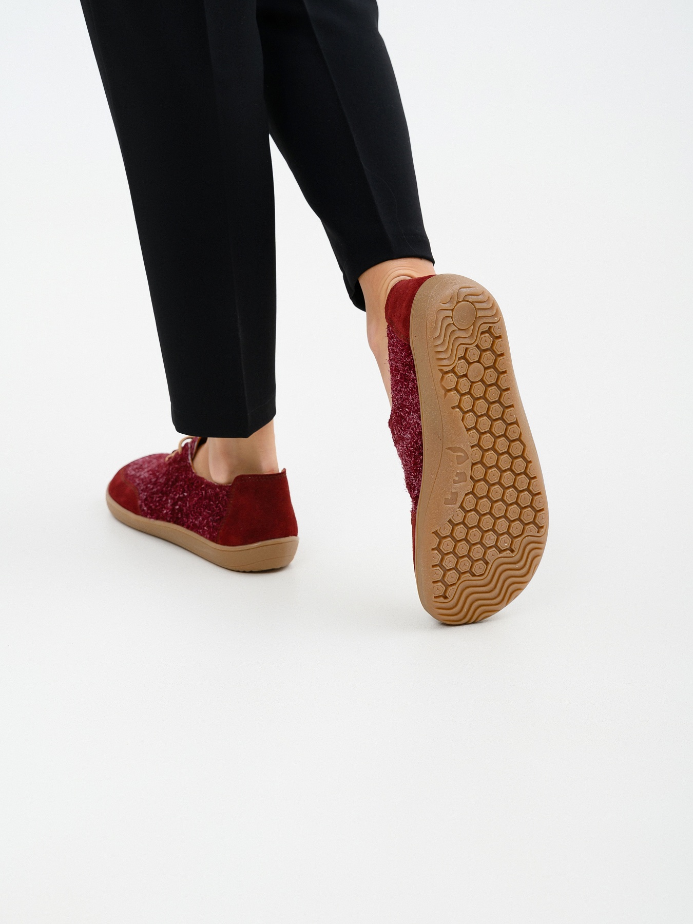 картинка Босоногие туфли ED'ART 188.nata'br.Бордовый джангл+бордовая замша от интернет магазина