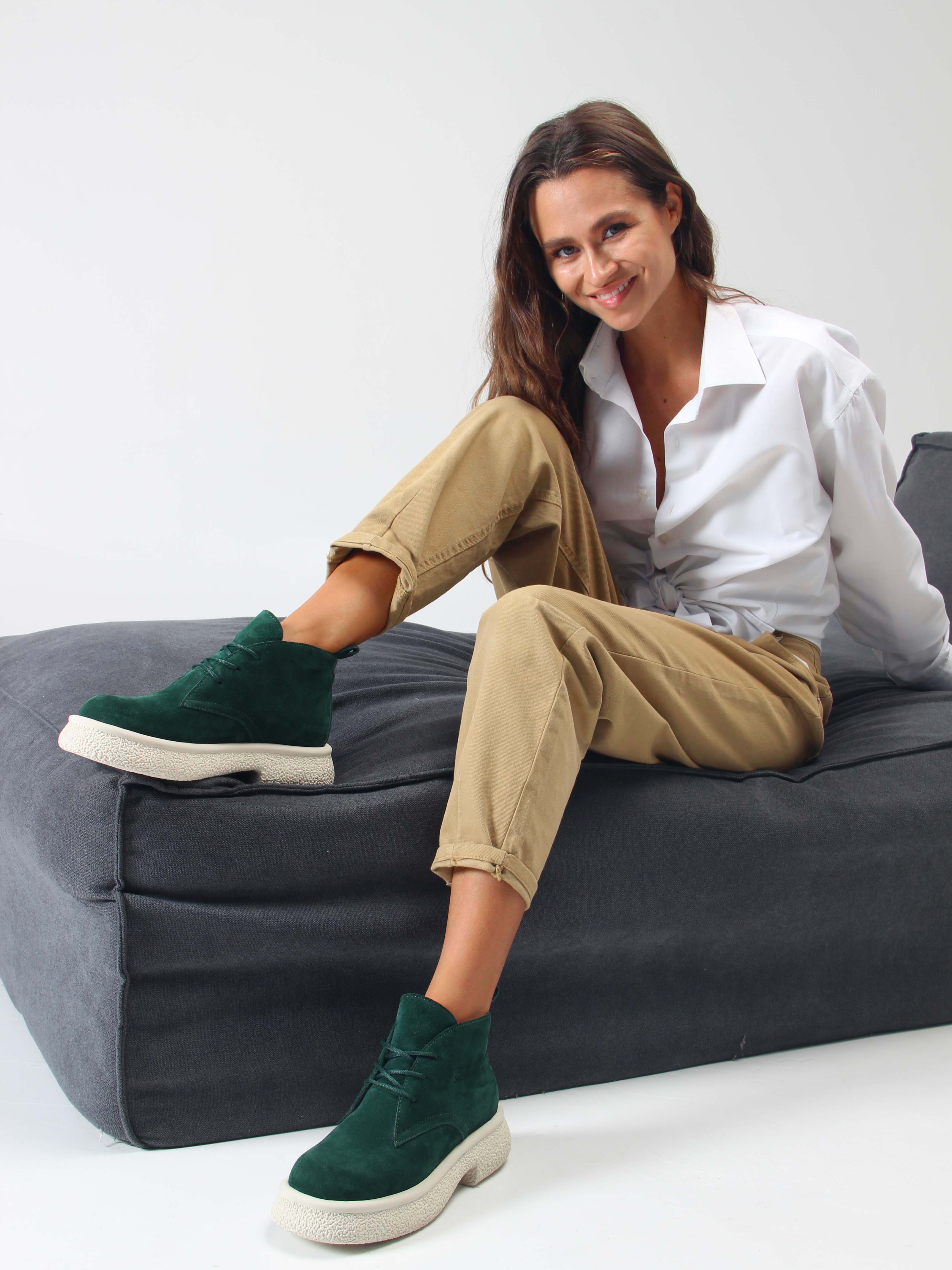 картинка Ботинки ED'ART 308.агата'w. зеленый замша от интернет магазина