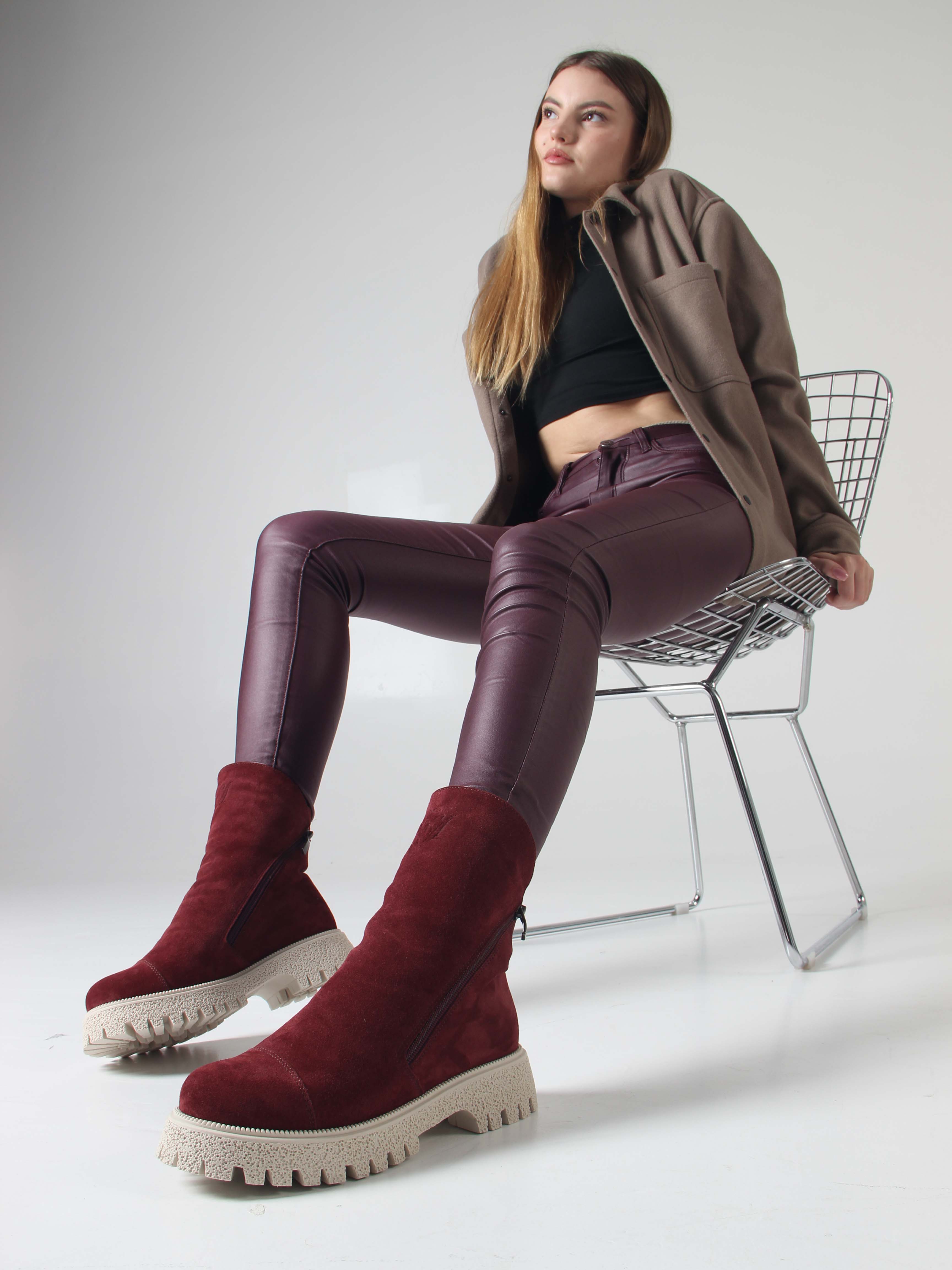 картинка Ботинки ED'ART 233.1541'be. Бордо замша от интернет магазина