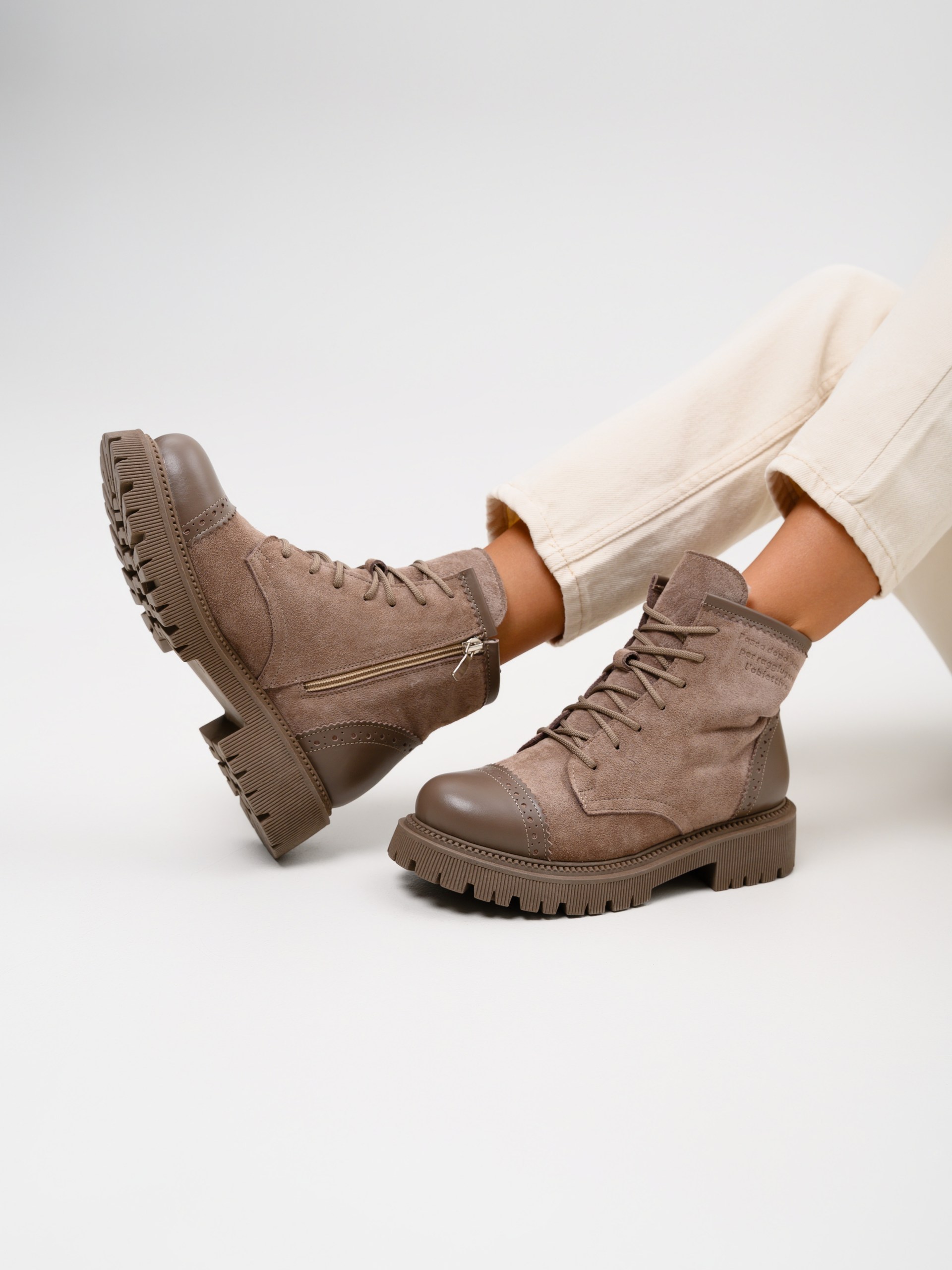 картинка Ботинки ED'ART 319.taskana'ka. Тауп майами+капучино замша от интернет магазина