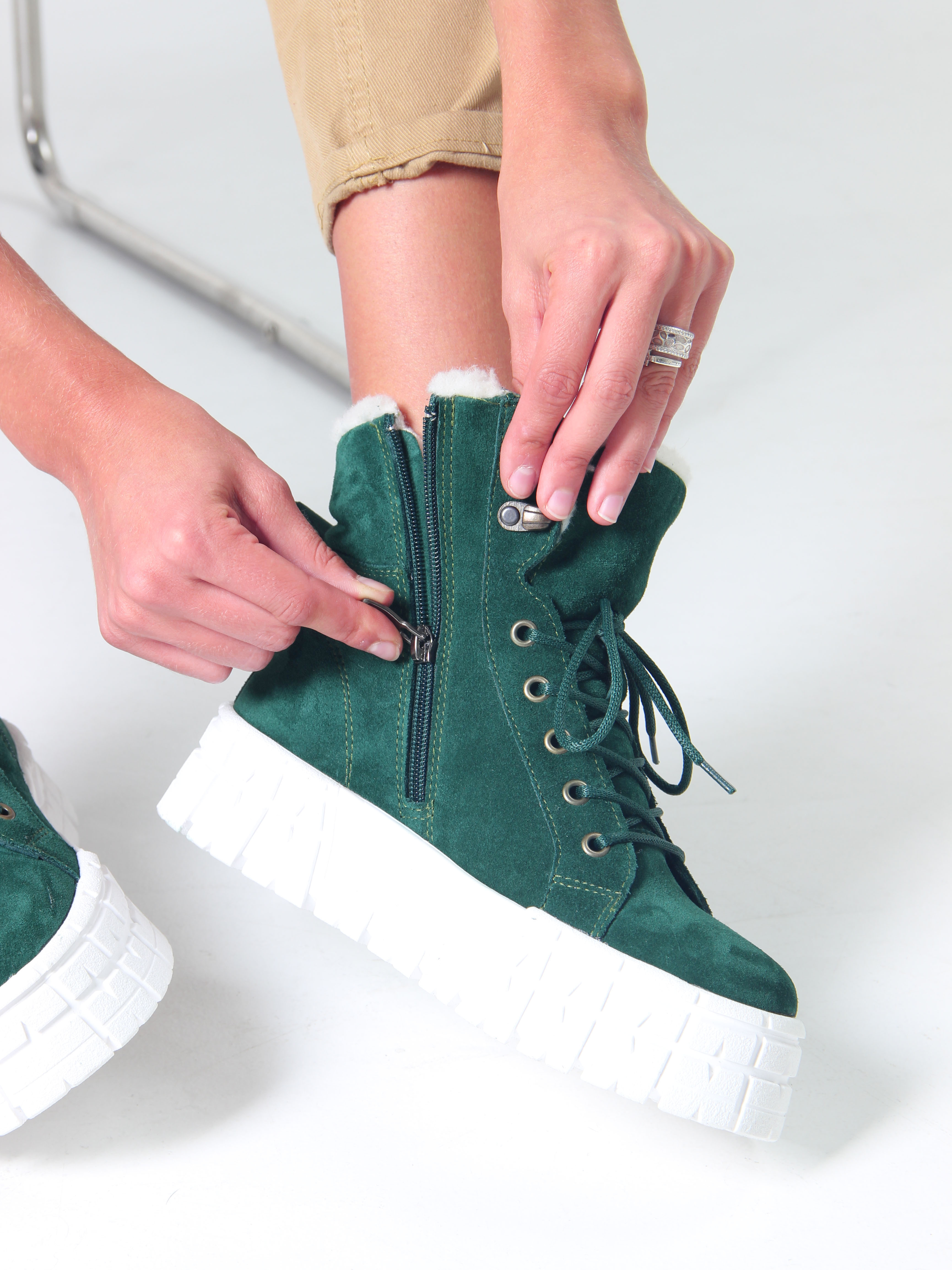 картинка Ботинки ED'ART 216.212131'w. зеленый замша от интернет магазина