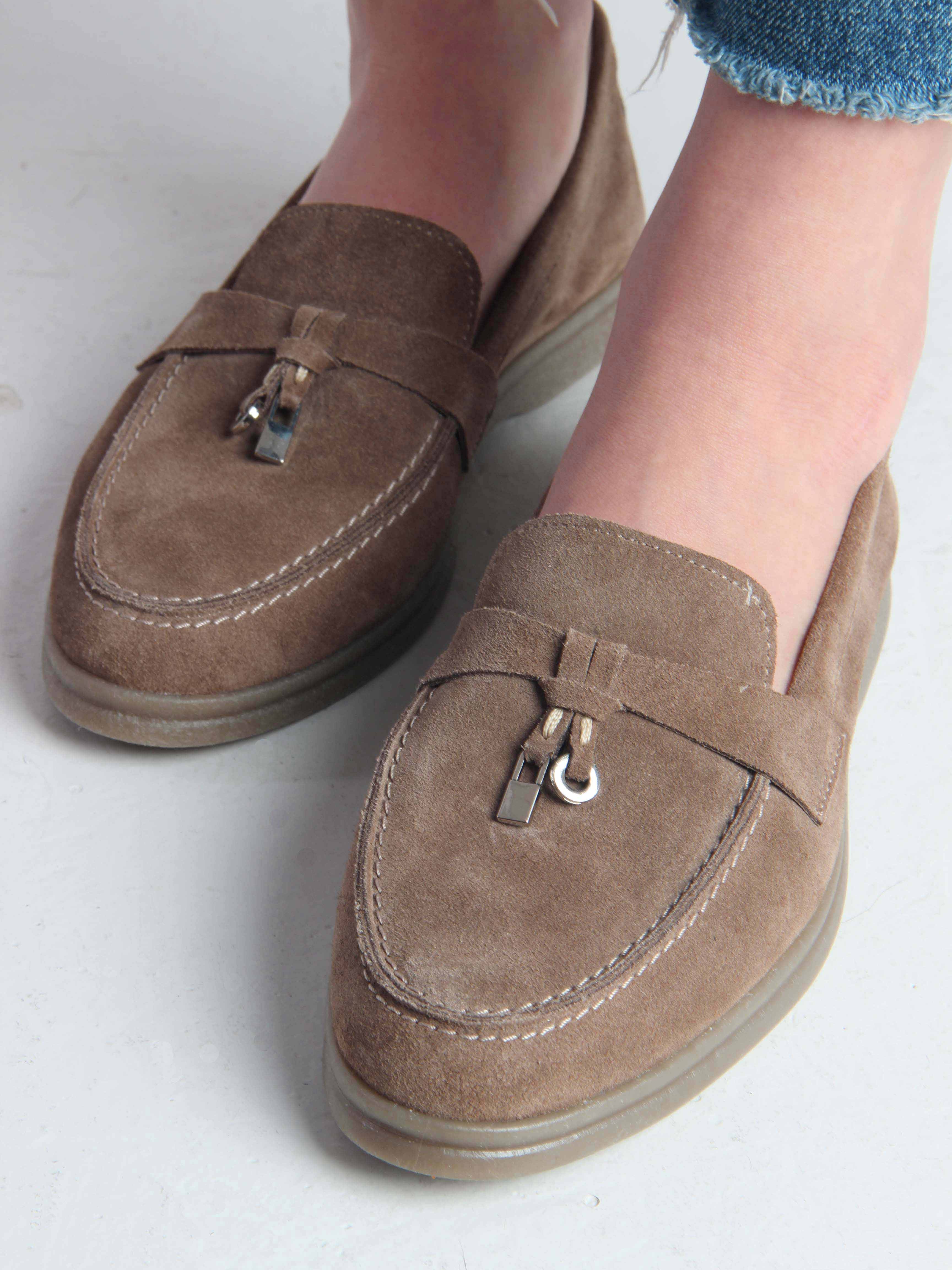 картинка Лоферы туфли ED'ART 170.2614'be. Коричневый капучино от интернет магазина