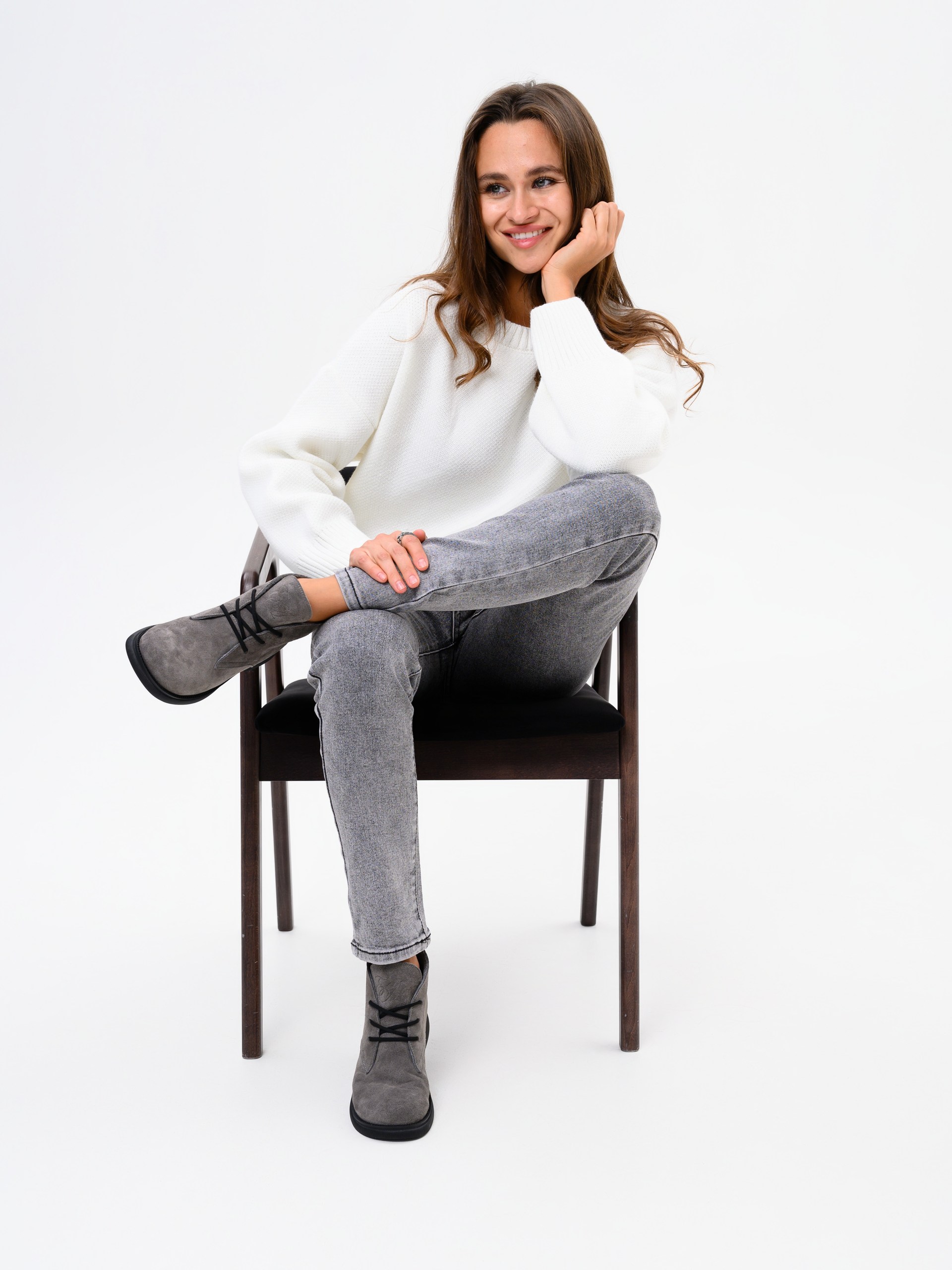 картинка Ботинки ED'ART 308.патриция'bl. Серый замок замша от интернет магазина