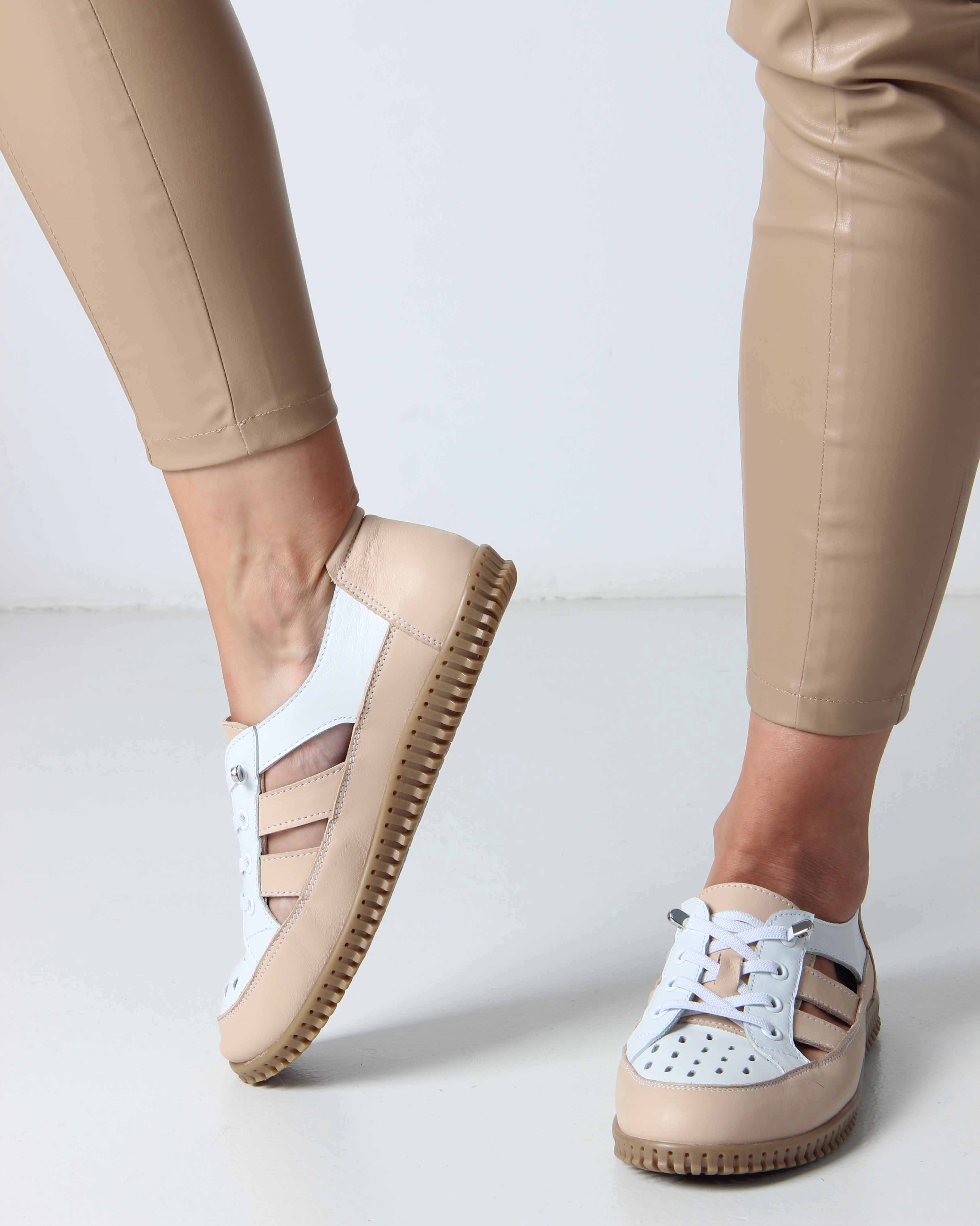 картинка Слипоны ED'ART 165.8000'be. белый-бежевый от интернет магазина