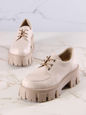 Полуботинки бежевые на платформе