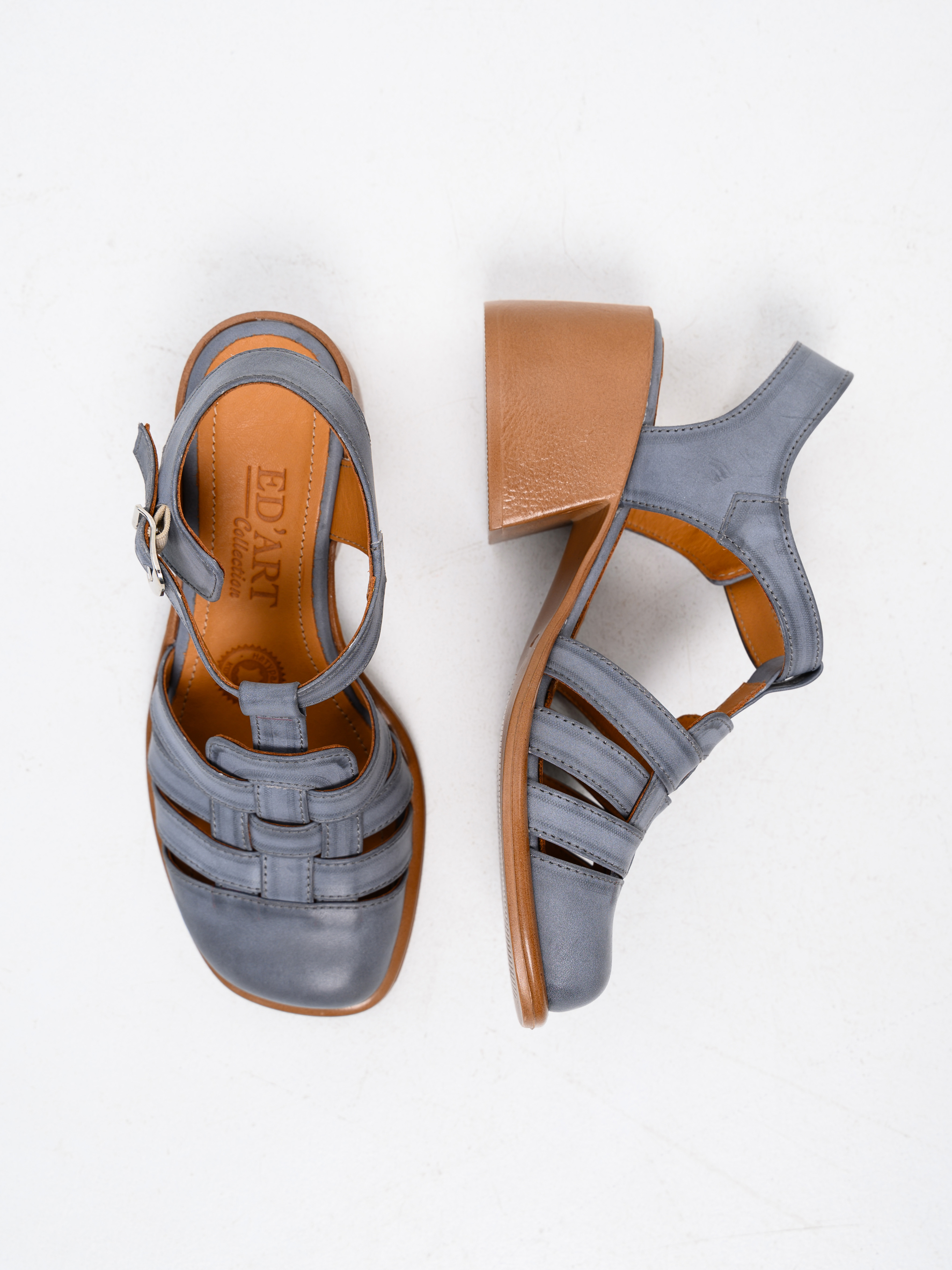 картинка Босоножки ED'ART 5035.23663'bе. Вакса серая +коричневый от интернет магазина