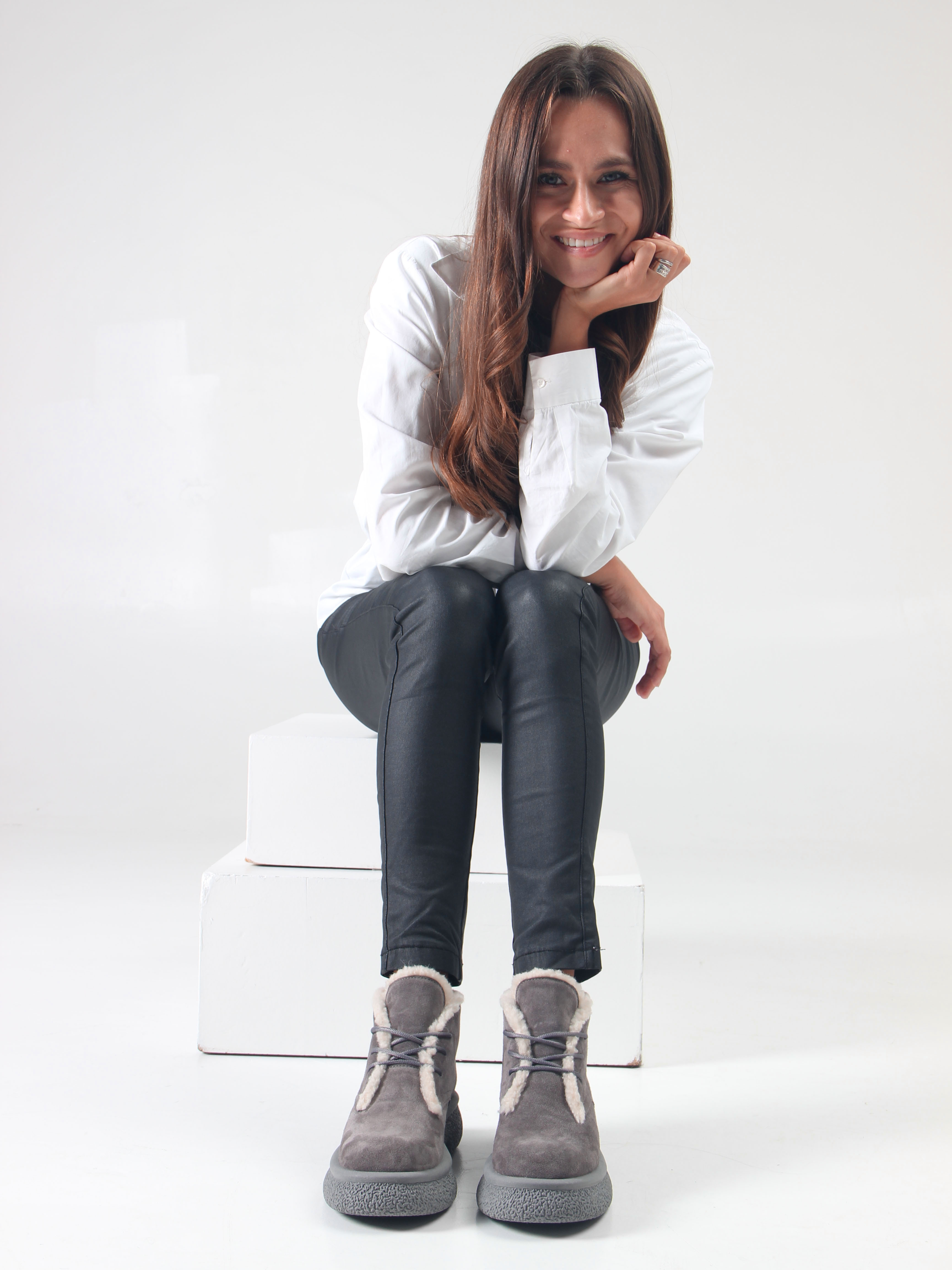 картинка Ботинки ED'ART 308.агата gr. серый замок замша от интернет магазина