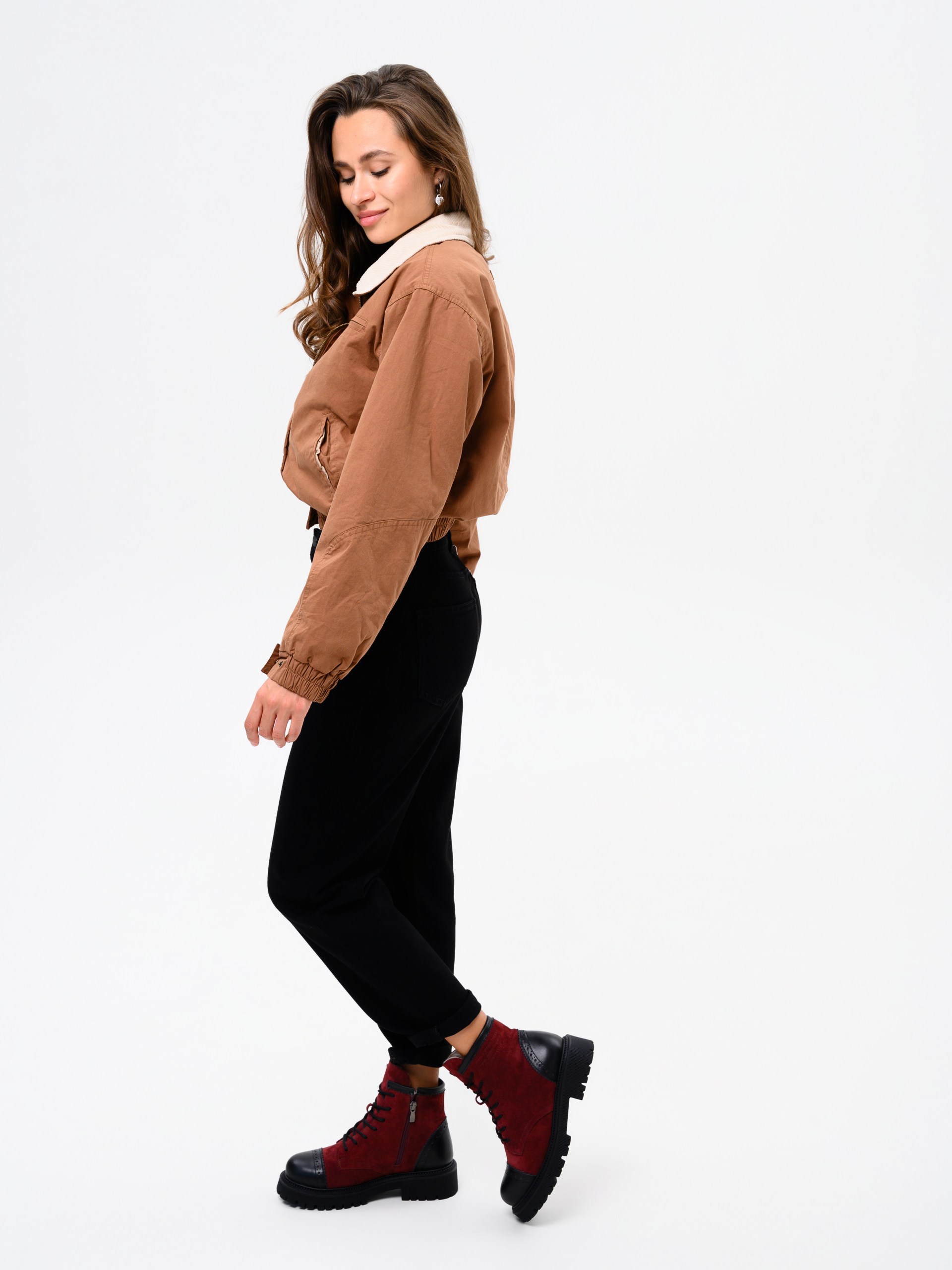 картинка Ботинки ED'ART 319.taskana'bl. Бордо замша+черный от интернет магазина