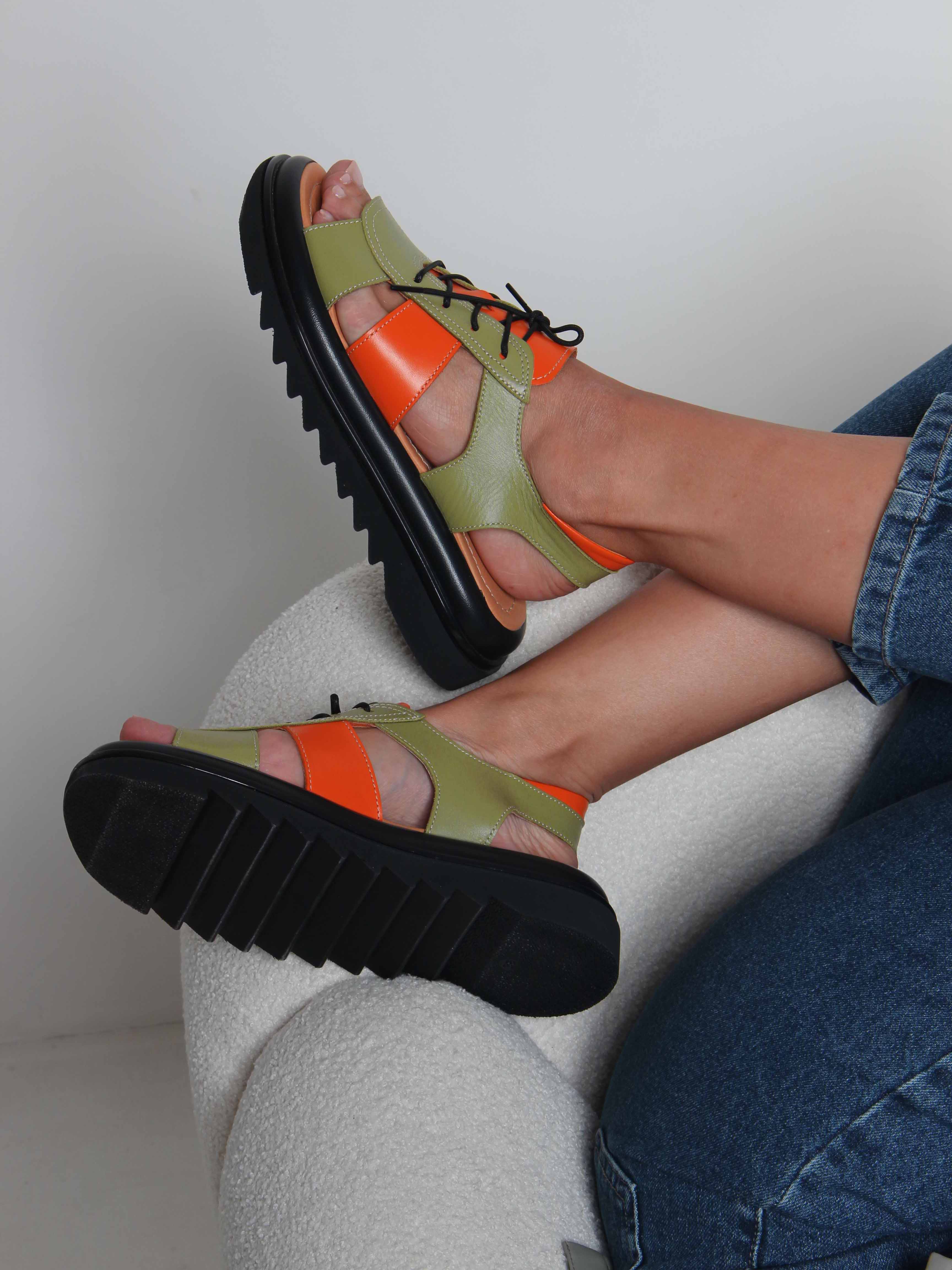 картинка Босоножки ED'ART 2029.2525'bl. Авокадо оранжевый от интернет магазина