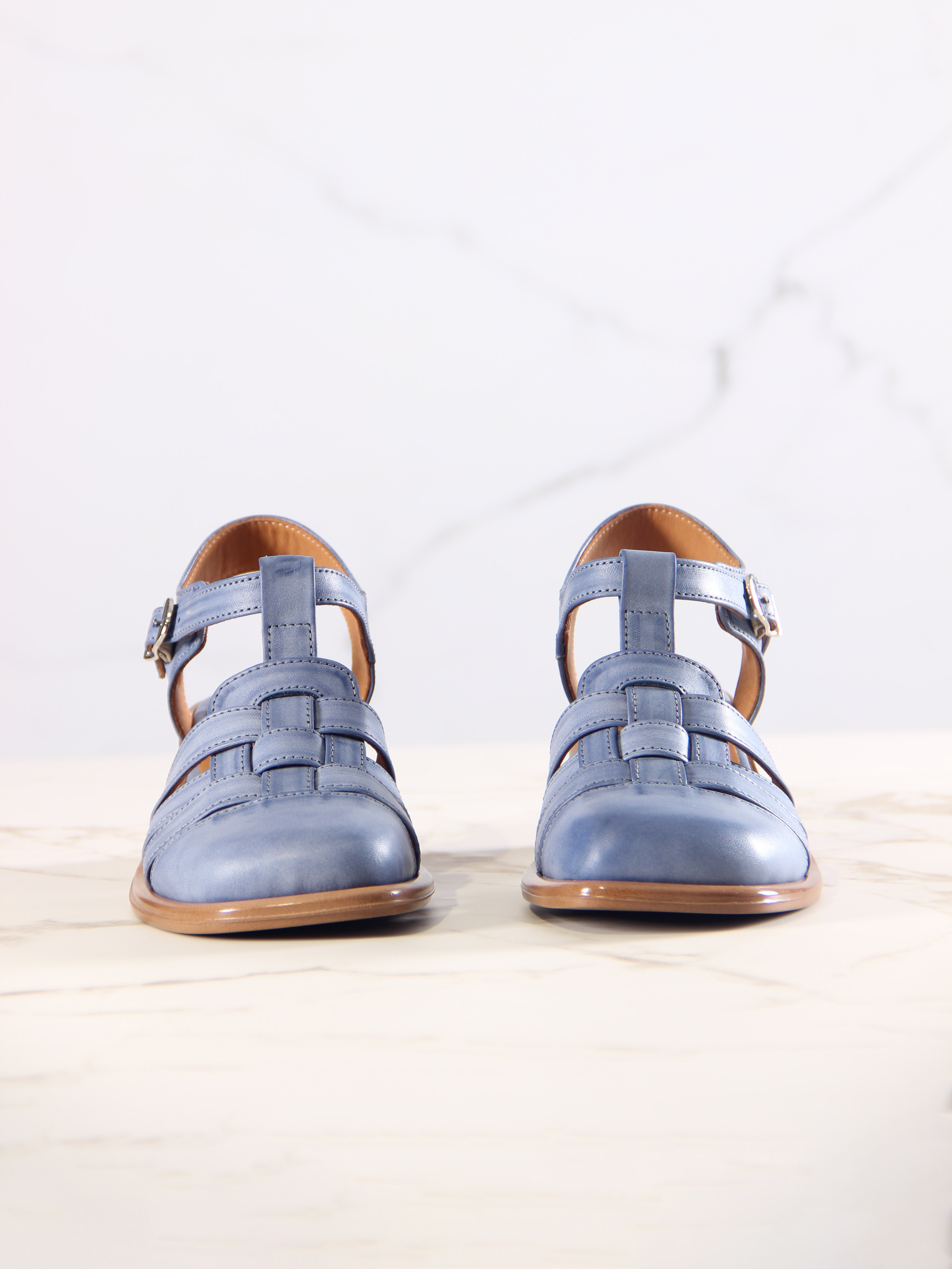 картинка Босоножки ED'ART 5035.23663'bе. Вакса джинс+коричневый от интернет магазина