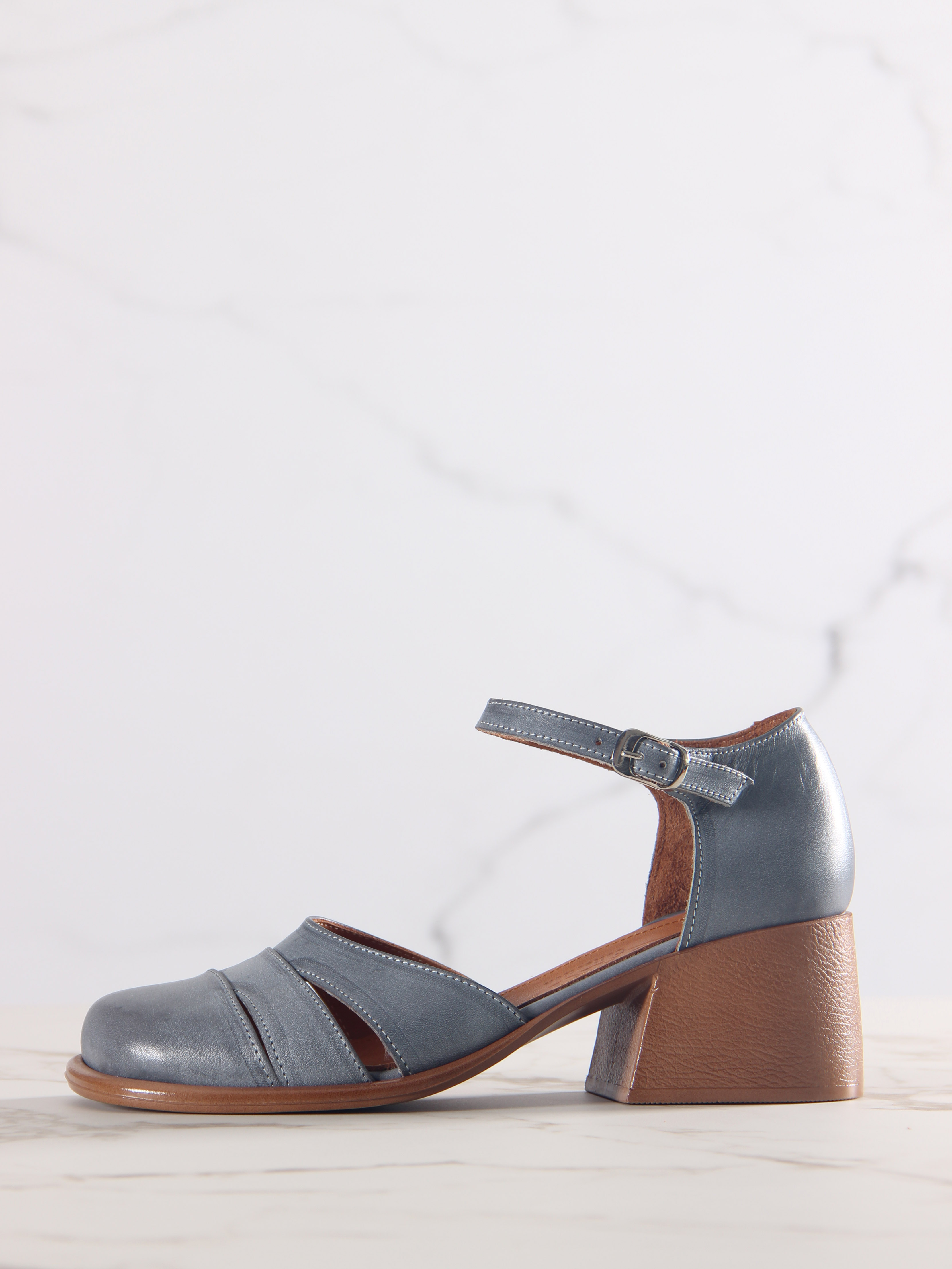 картинка Босоножки ED'ART 5032.23663'be. Серый вакса+коричневый от интернет магазина