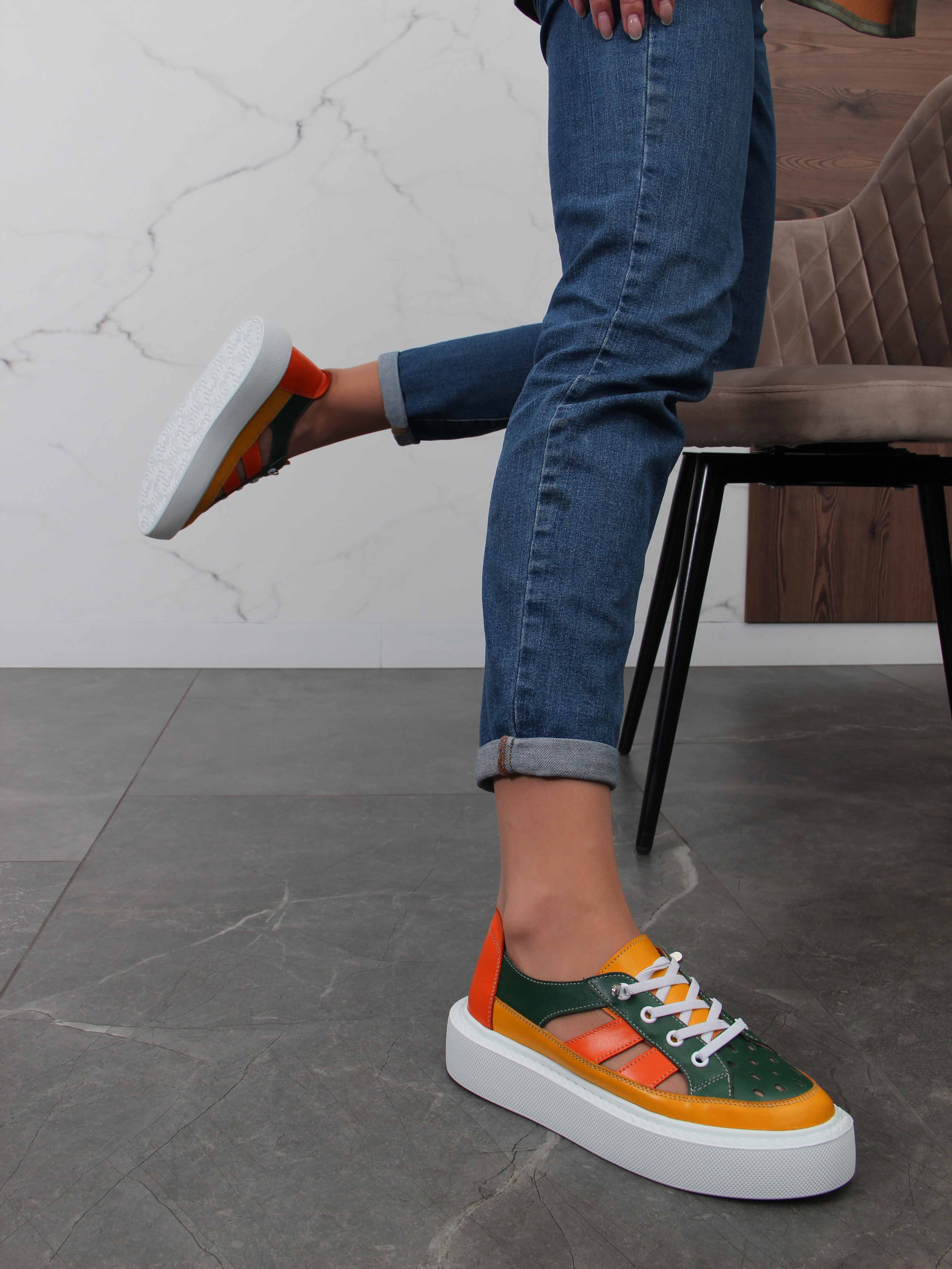 картинка Кроссовки ED'ART 165.P.Lusi23.'w.Зеленый-оранжевый от интернет магазина