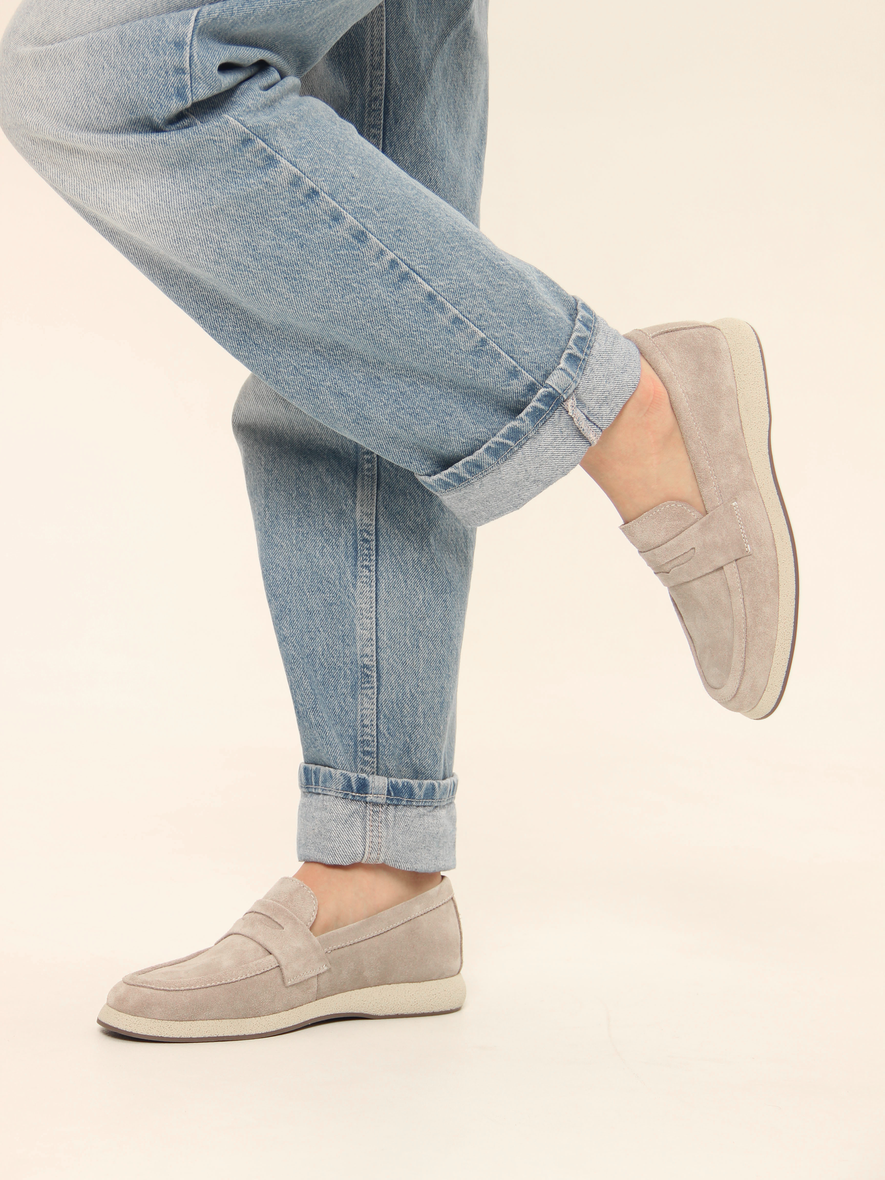 картинка Лоферы ED'ART 177.1607'be. каменный замша от интернет магазина