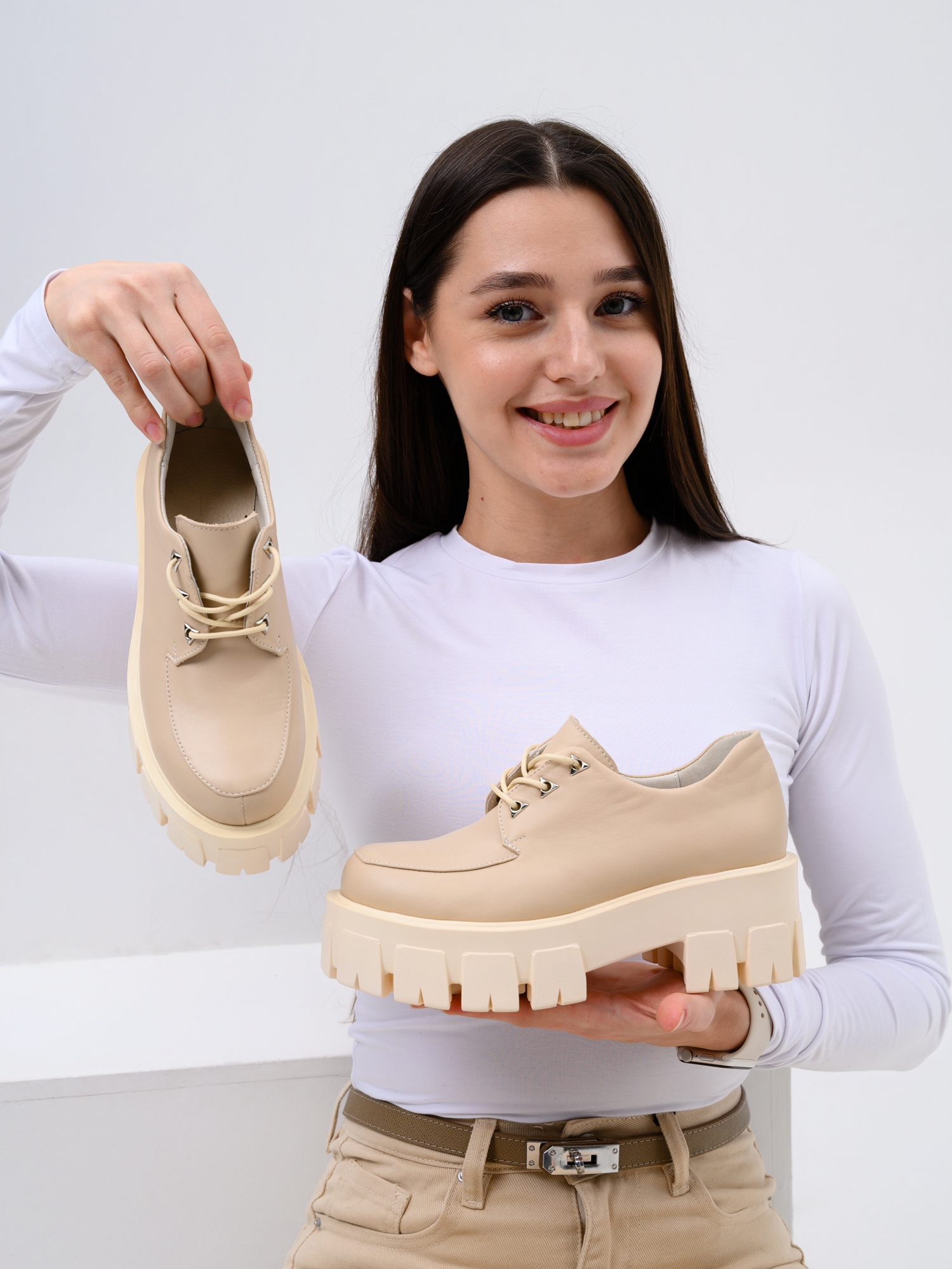 картинка Туфли полуботинки ED'ART 202.90200'm. Бежевый от интернет магазина