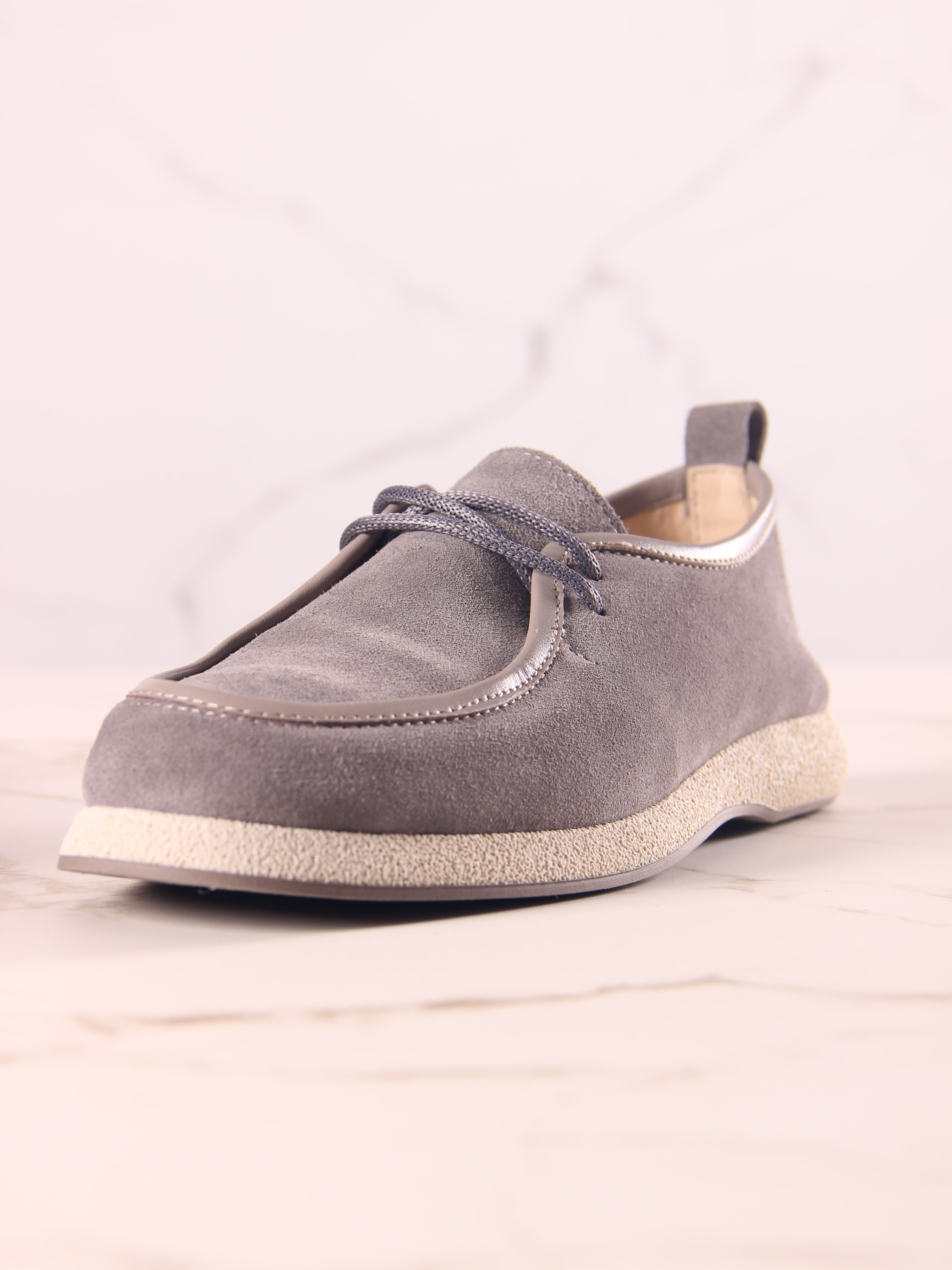 картинка Мокасины ED'ART 191.1607'be. серый замок замша от интернет магазина