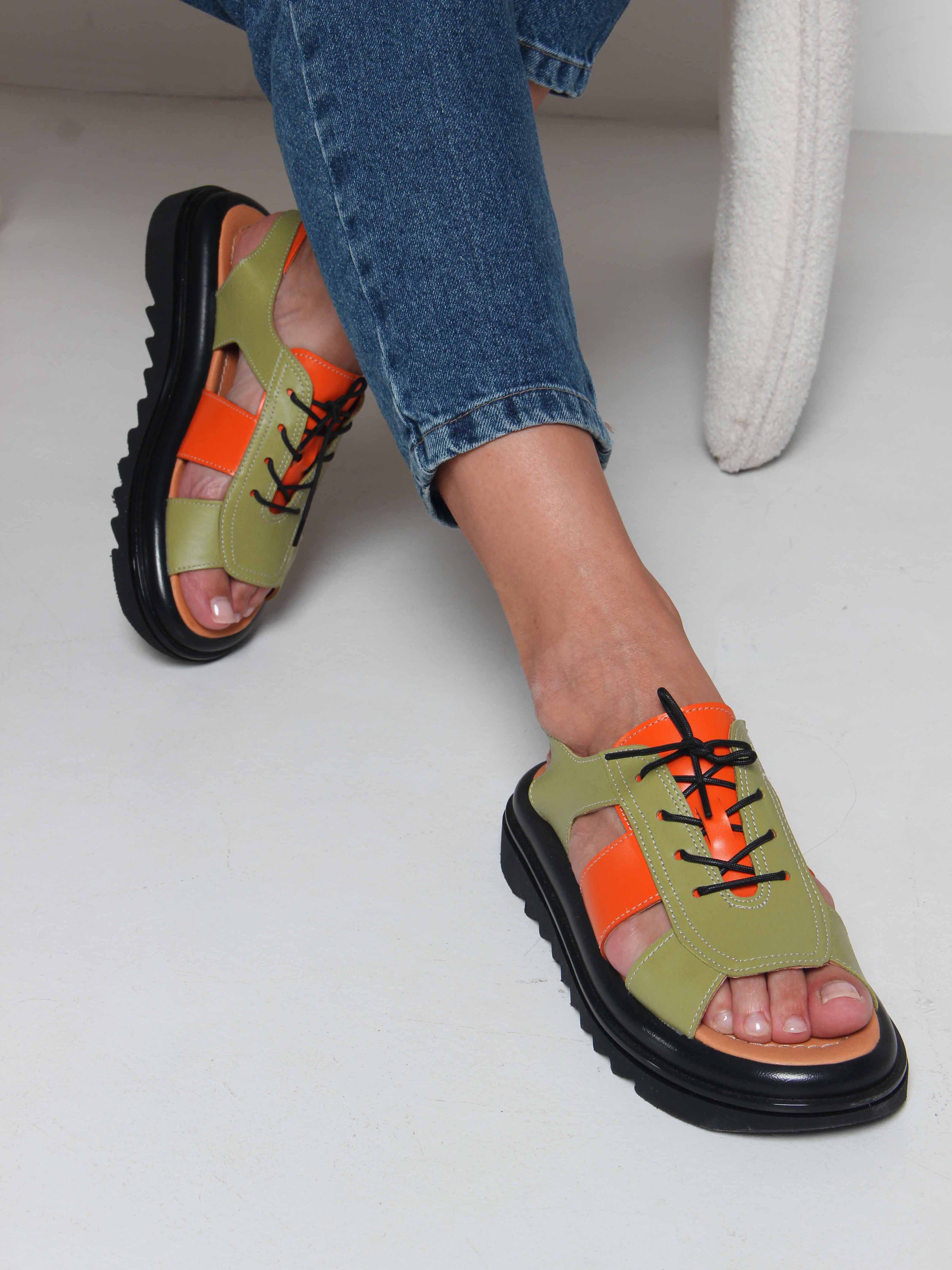 картинка Босоножки ED'ART 2029.2525'bl. Авокадо оранжевый от интернет магазина