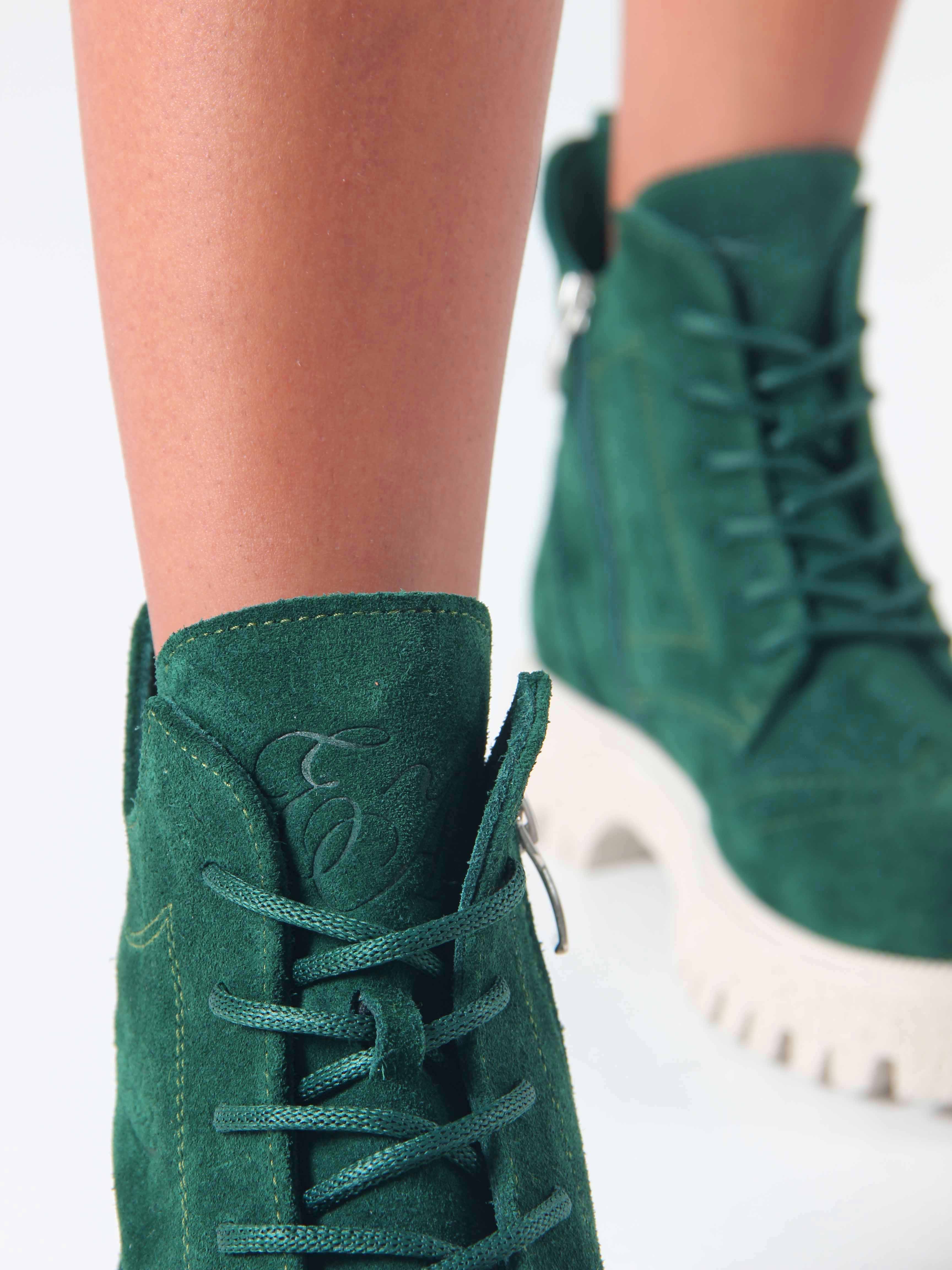 картинка Ботинки ED'ART 338.1541'be. Зеленый замша от интернет магазина