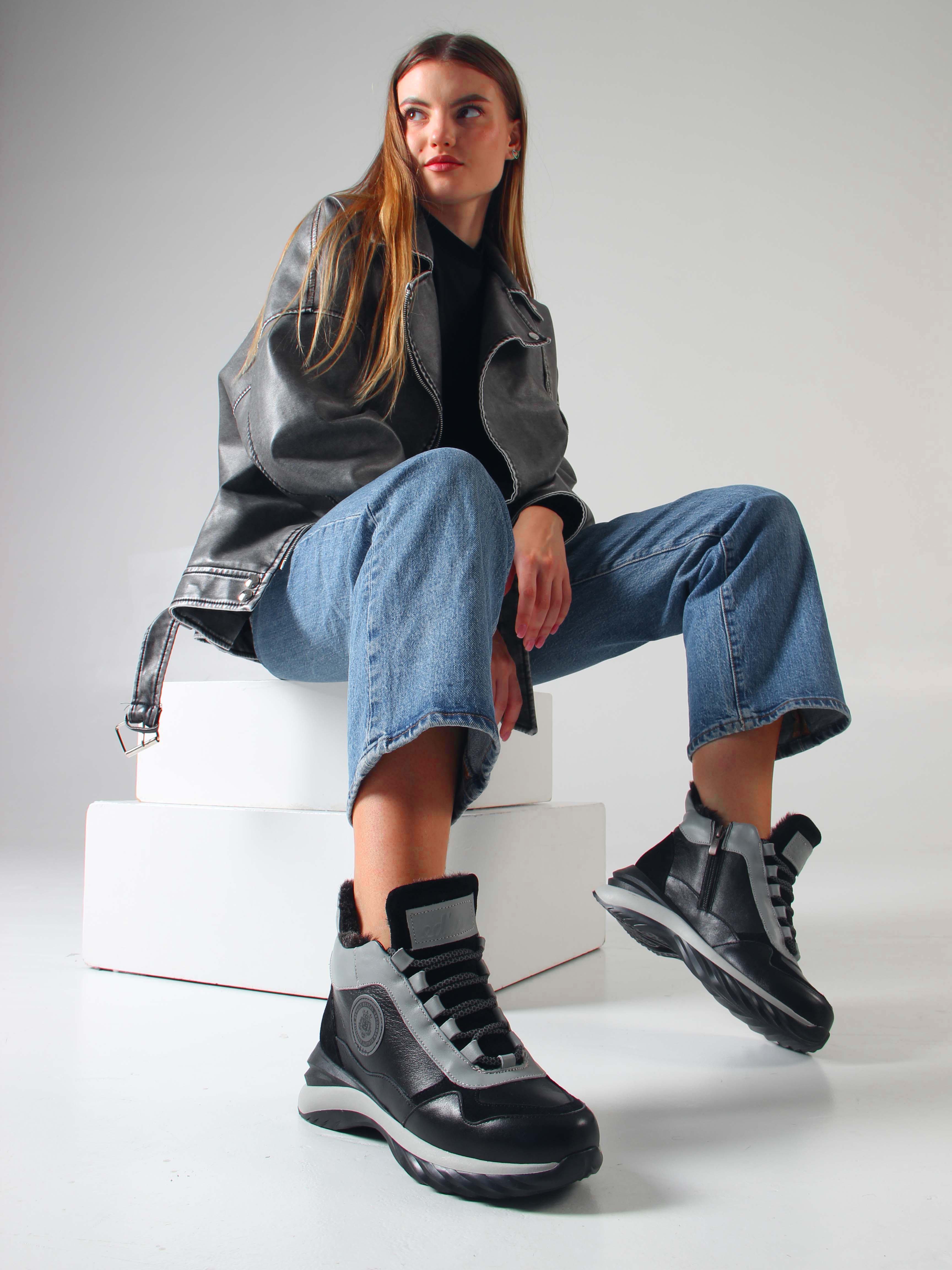 картинка Ботинки ED'ART 350.uno2'bl. черный серый от интернет магазина