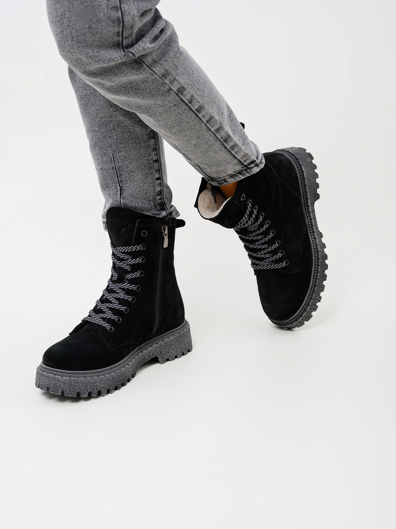 картинка Ботинки ED'ART 327.22511'gr. Черные замша от интернет магазина