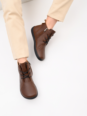 Ботинки босоногие коричневые кожаные