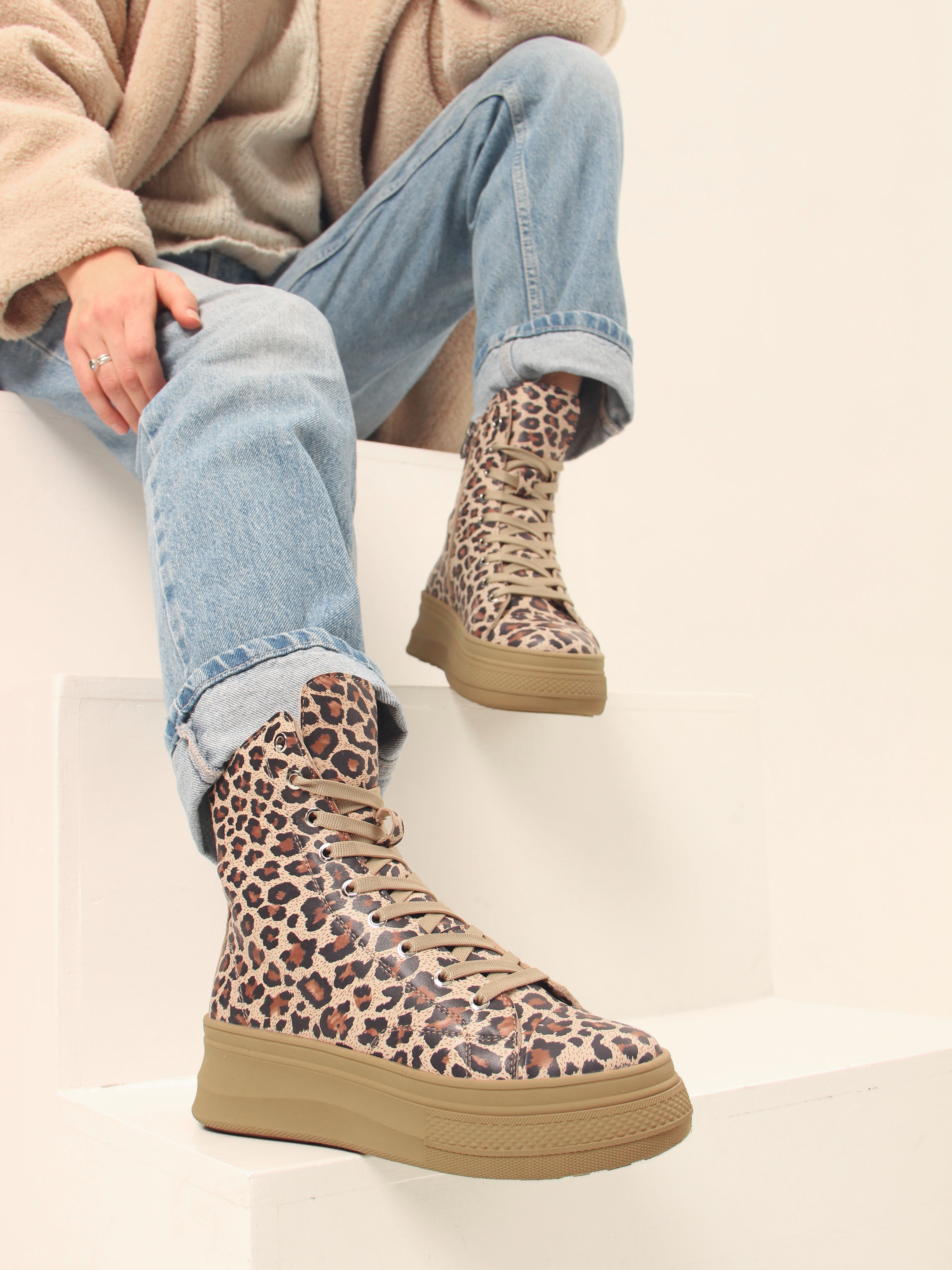 картинка Ботинки ED'ART 215.warm'br. бежевый леопард от интернет магазина