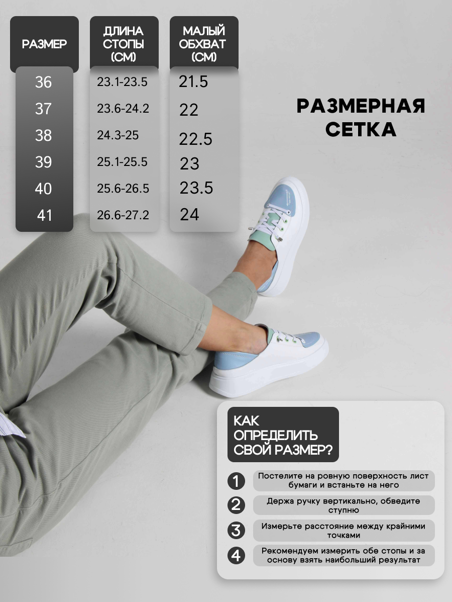 картинка Кеды ED'ART 163.LusiR2'w.Белый-голубой-мята от интернет магазина