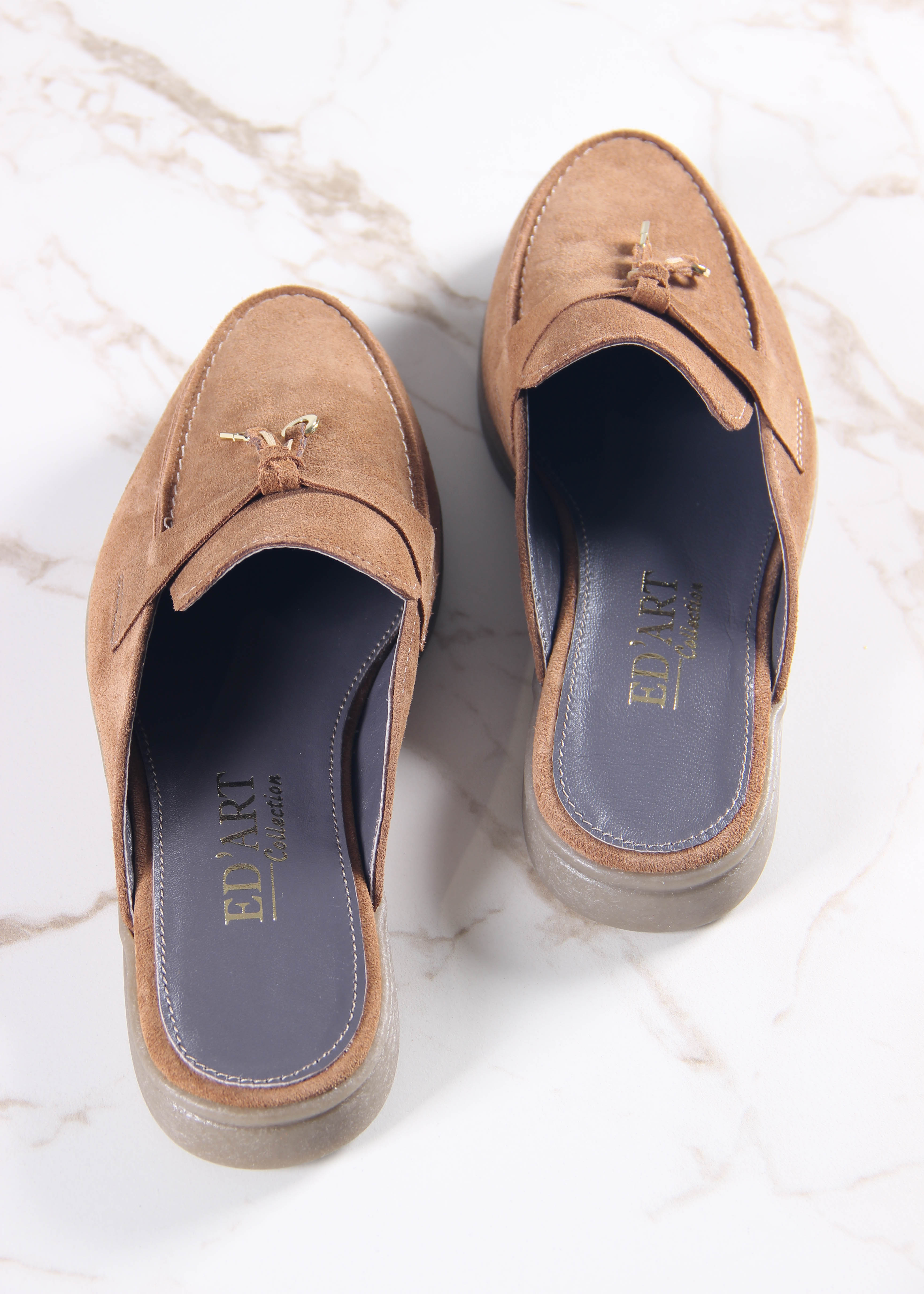 картинка Мюли ED'ART 1070.2614'be. светло коричневая замша от интернет магазина