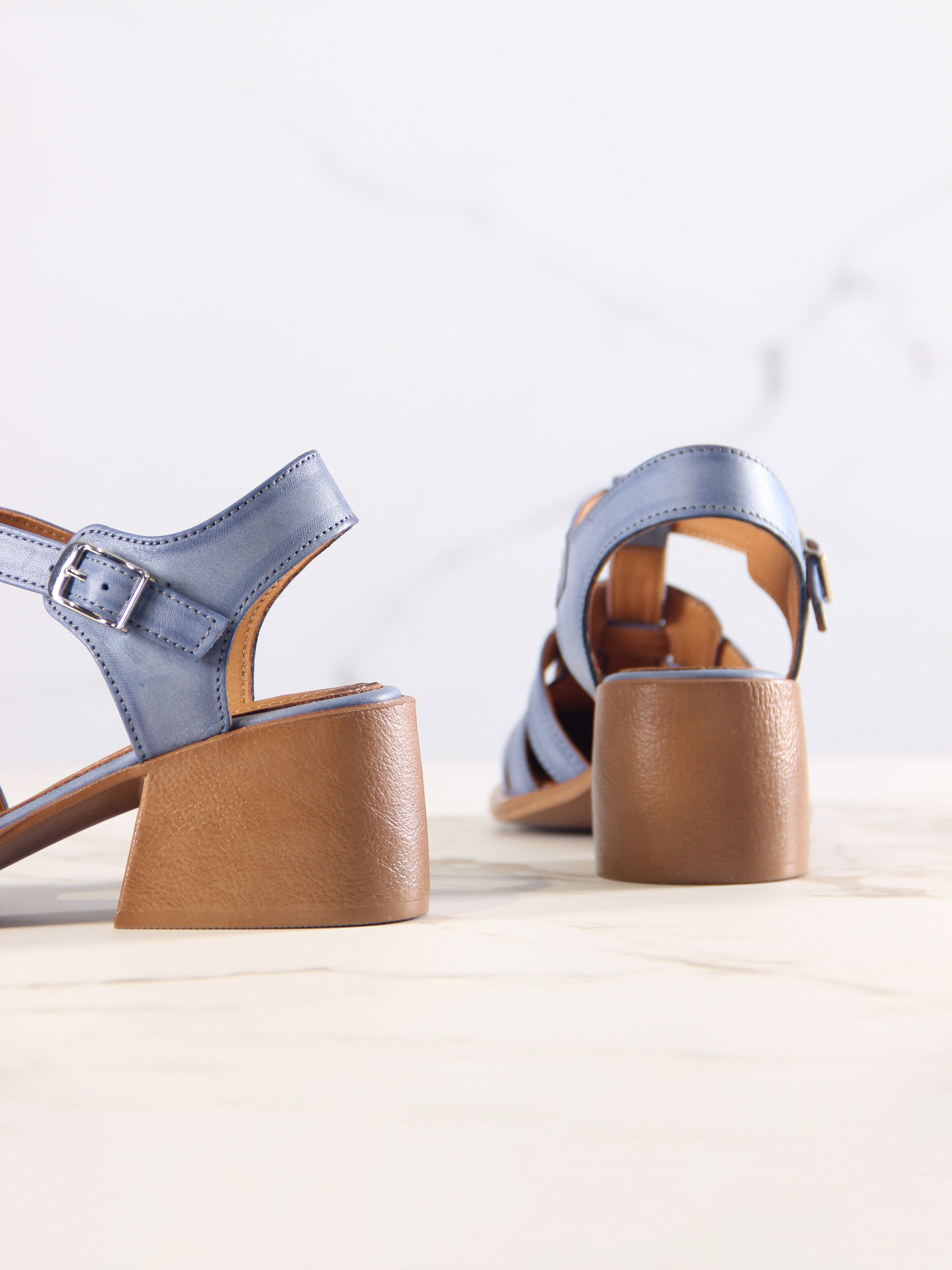 картинка Босоножки ED'ART 5035.23663'bе. Вакса джинс+коричневый от интернет магазина