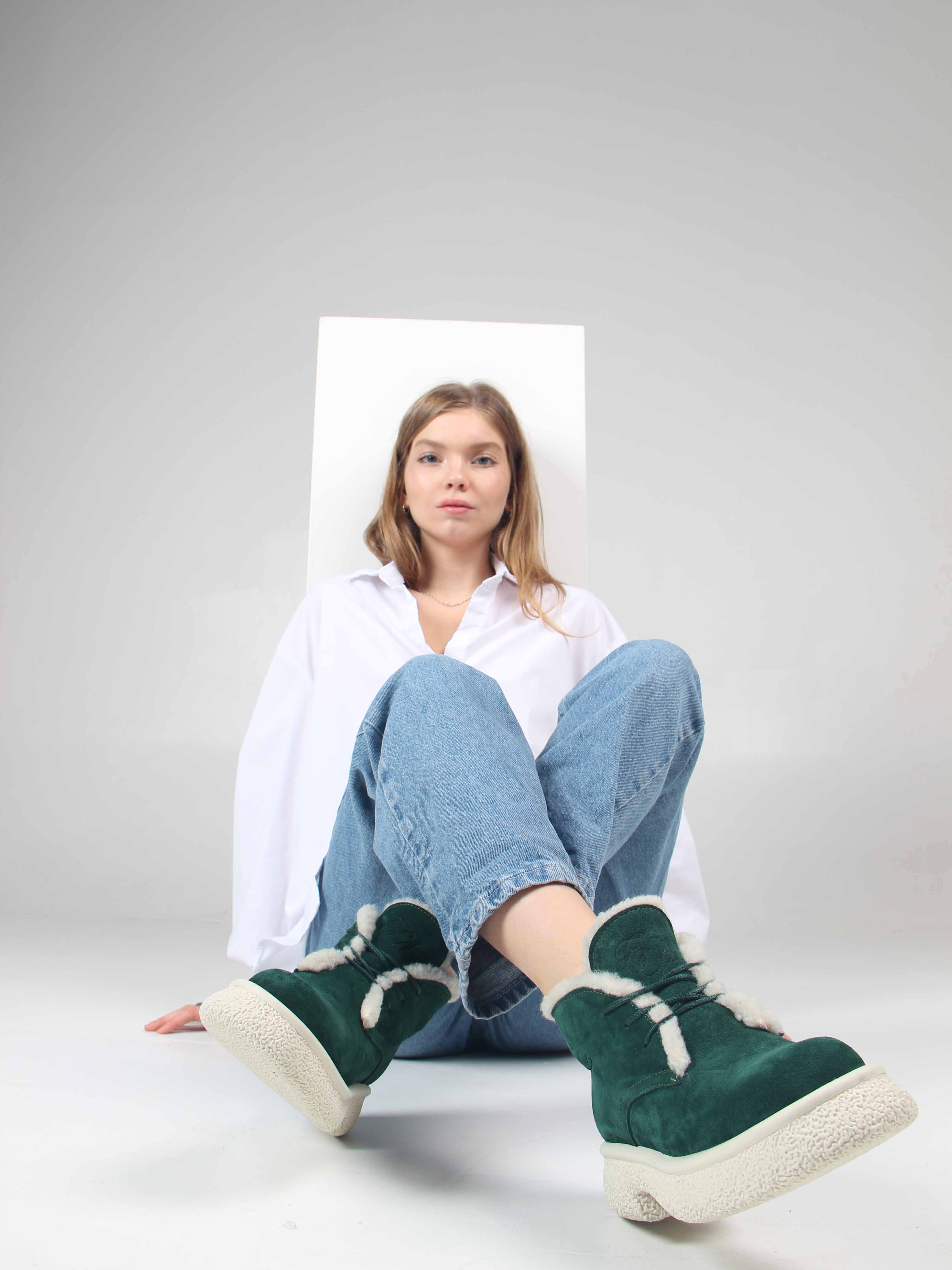 картинка Ботинки ED'ART 308.агата w. зеленый замша от интернет магазина